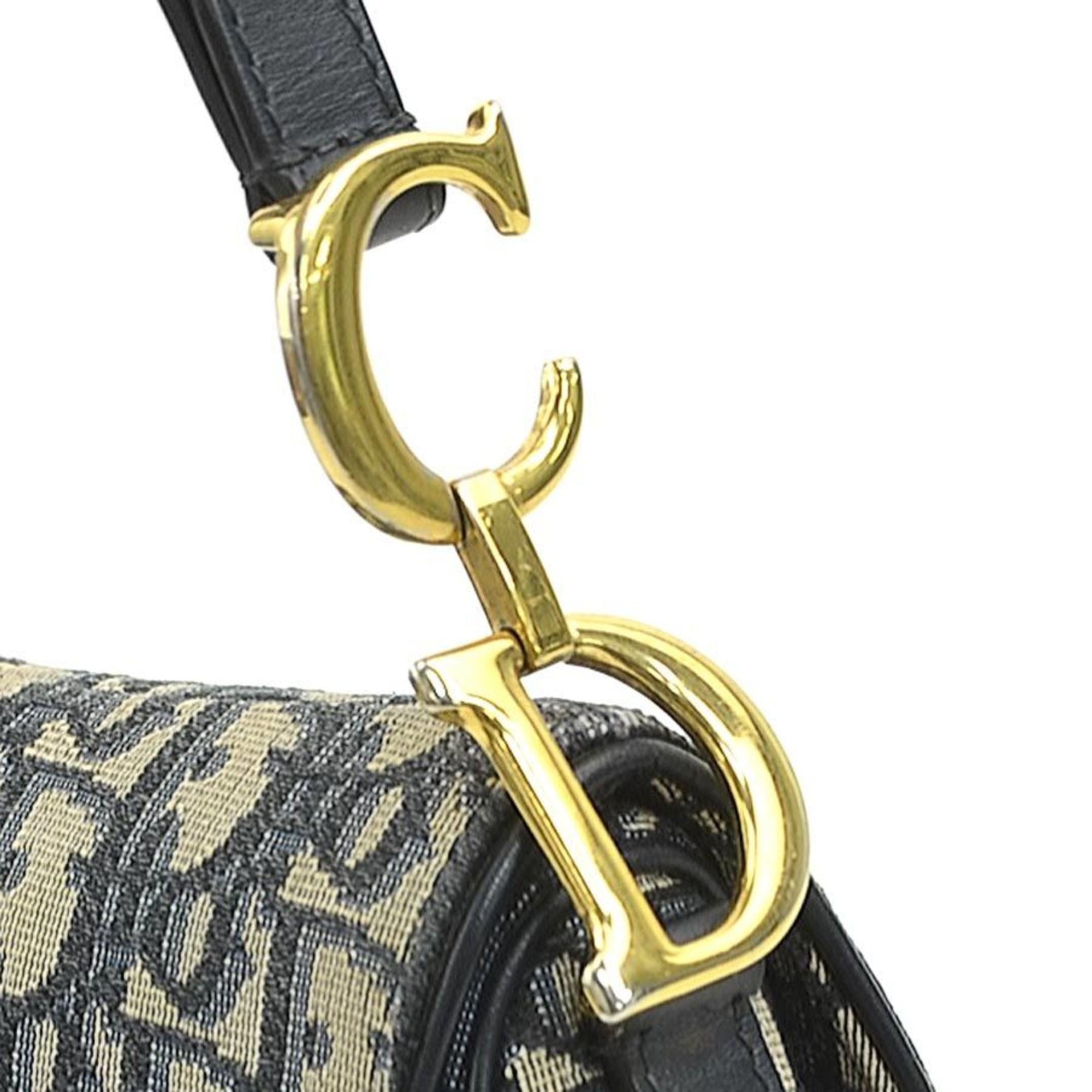 Dior Christian Dior handbag/shoulder bag, saddle bag style, canvas and leather, navy, women's, free shipping, 90243a Size ONE SIZE - 11 Thumbnail