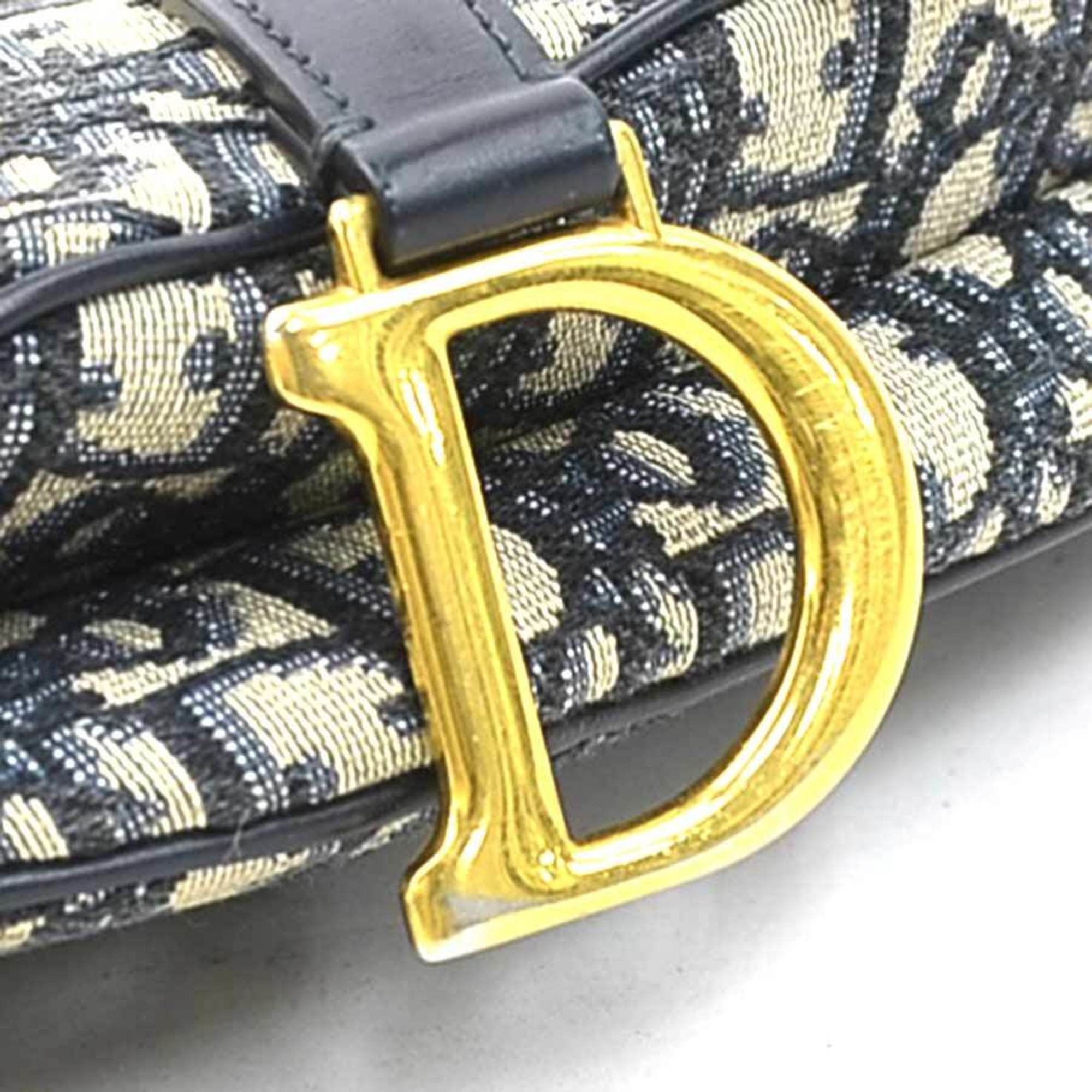 Dior Christian Dior handbag/shoulder bag, saddle bag style, canvas and leather, navy, women's, free shipping, 90243a Size ONE SIZE - 13 Thumbnail