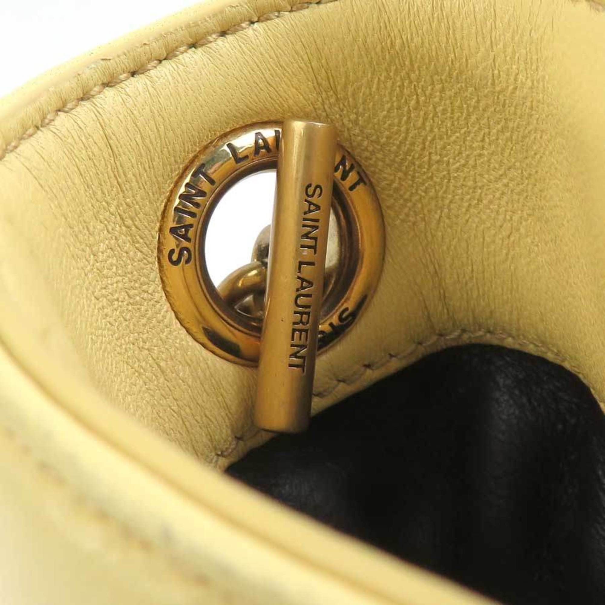 Saint Laurent Paris Saint Laurent Jamie Mini Leather Shoulder Bag, Cream Yellow Gold, Women's, 859174, Free Shipping, 90240a Size ONE SIZE - 10 Thumbnail