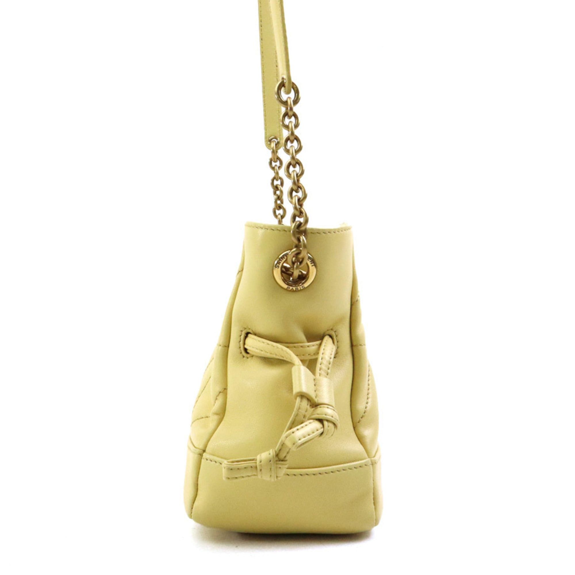 Saint Laurent Paris Saint Laurent Jamie Mini Leather Shoulder Bag, Cream Yellow Gold, Women's, 859174, Free Shipping, 90240a Size ONE SIZE - 2 Thumbnail