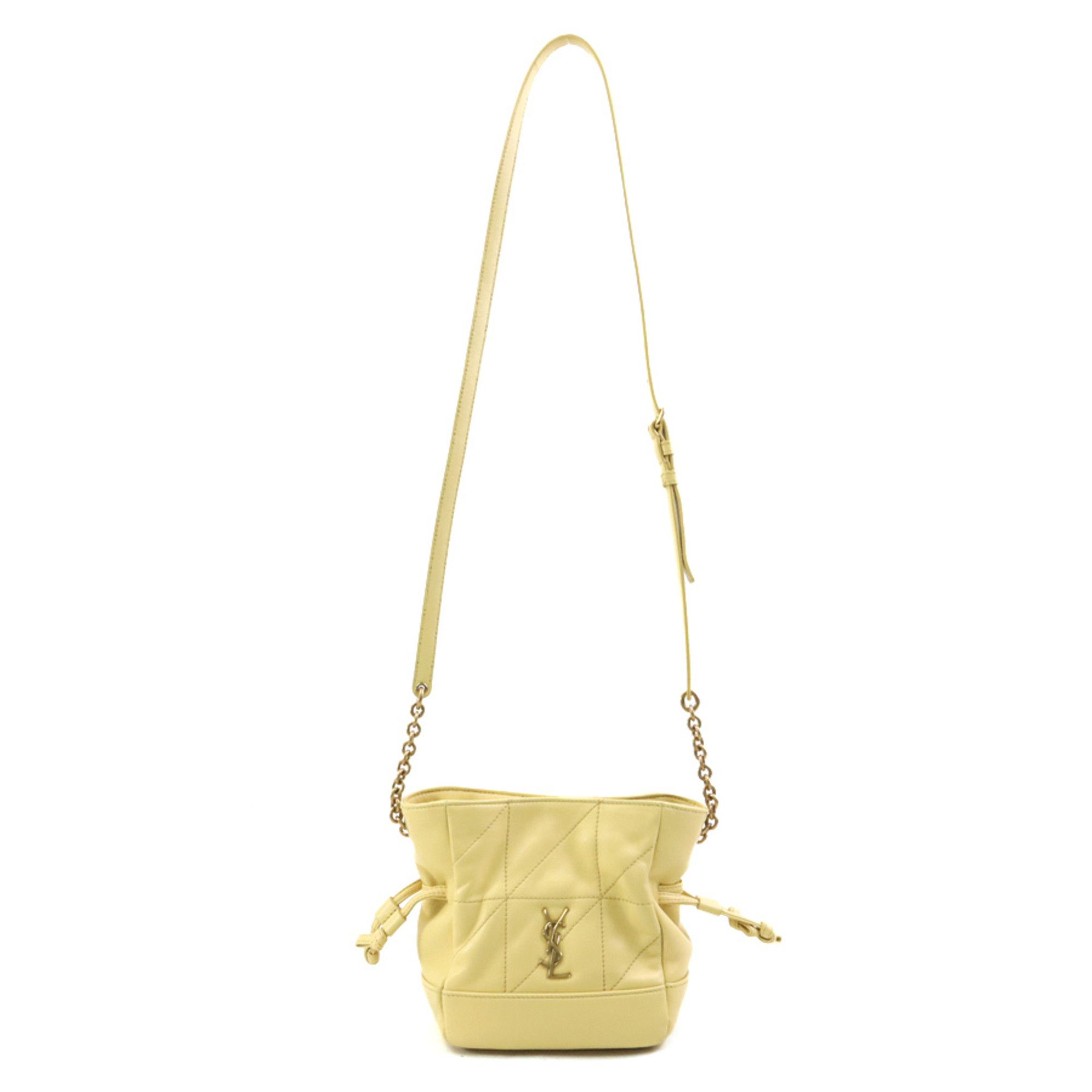 Saint Laurent Paris Saint Laurent Jamie Mini Leather Shoulder Bag, Cream Yellow Gold, Women's, 859174, Free Shipping, 90240a Size ONE SIZE - 15 Thumbnail