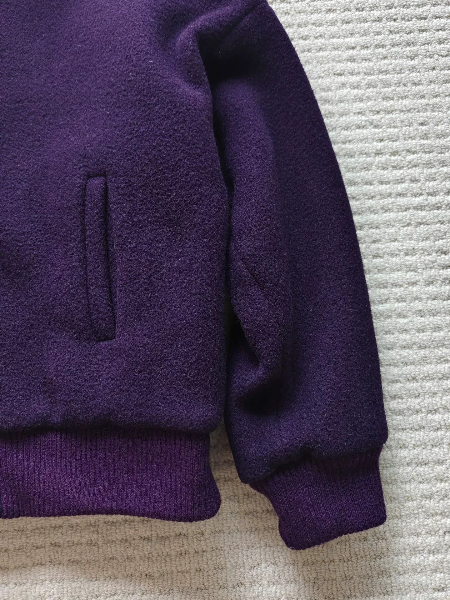 Japanese Brand MARKAWARE Purple Wool Blend Baseball Jacket Size US M / EU 48-50 / 2 - 3 Thumbnail
