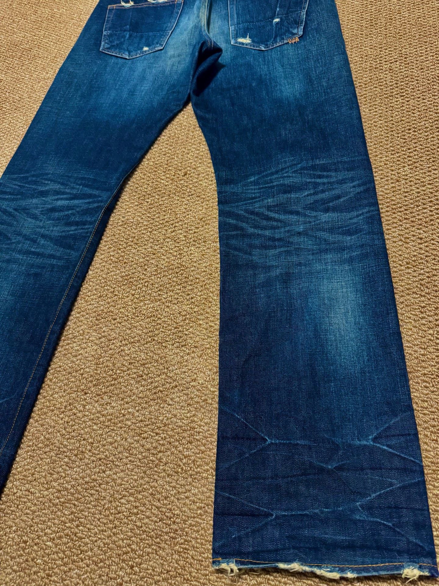 Japanese Brand Blue Distressed Denim Jeans Size US 34 / EU 50 - 3 Thumbnail