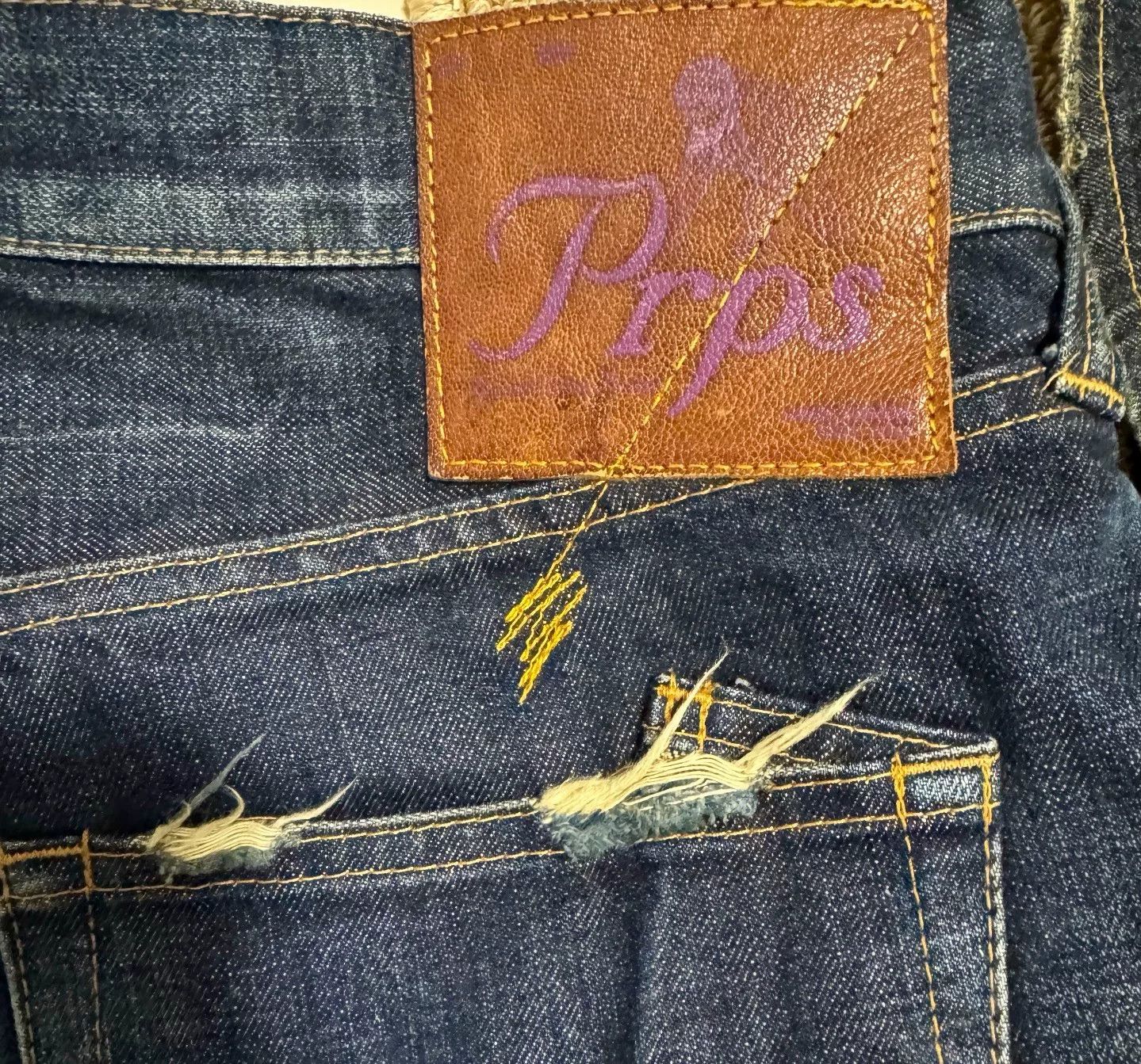 Japanese Brand Blue Distressed Denim Jeans Size US 34 / EU 50 - 7 Thumbnail