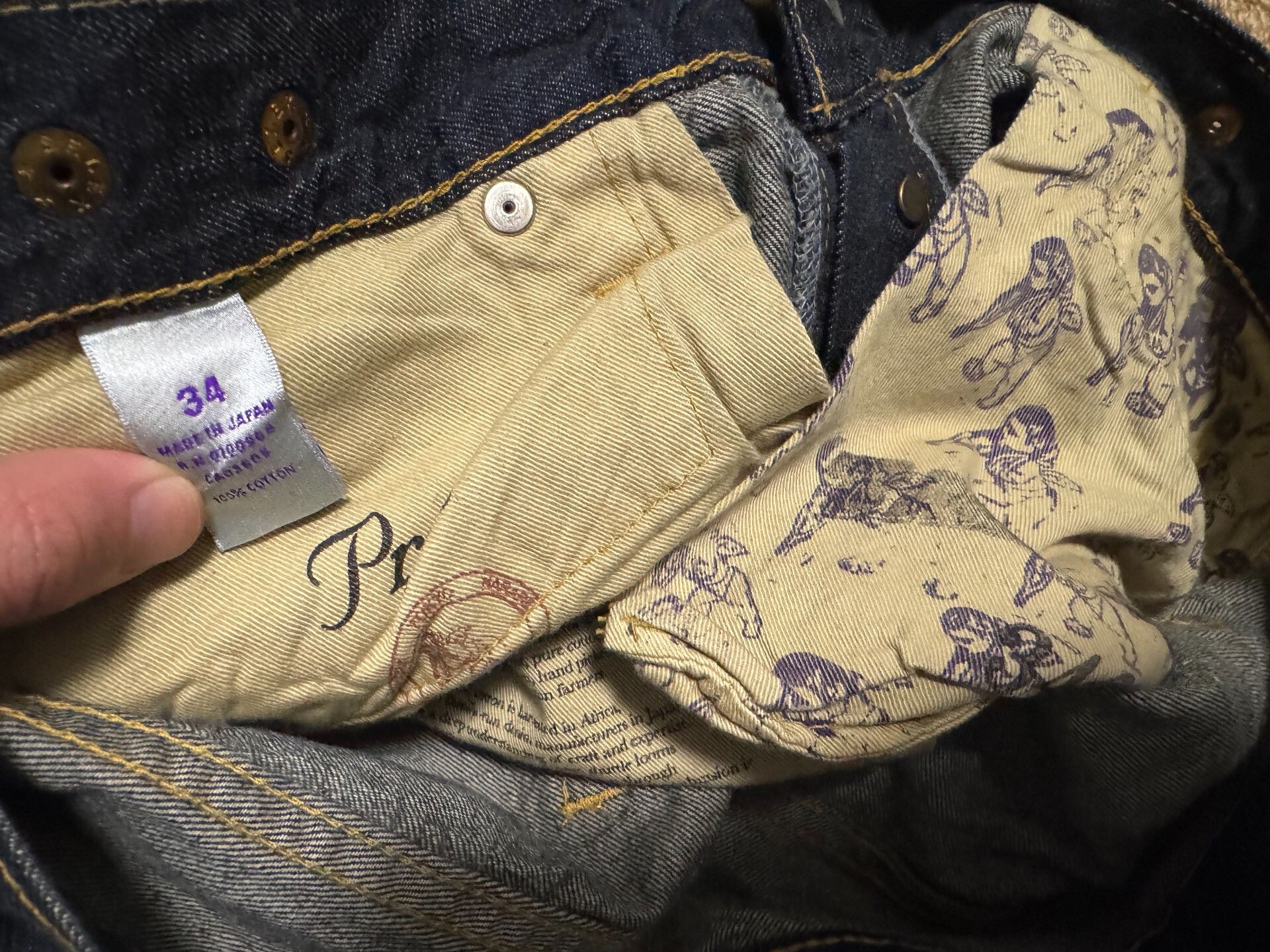 Japanese Brand Blue Denim Jeans with Fading Size US 34 / EU 50 - 7 Thumbnail