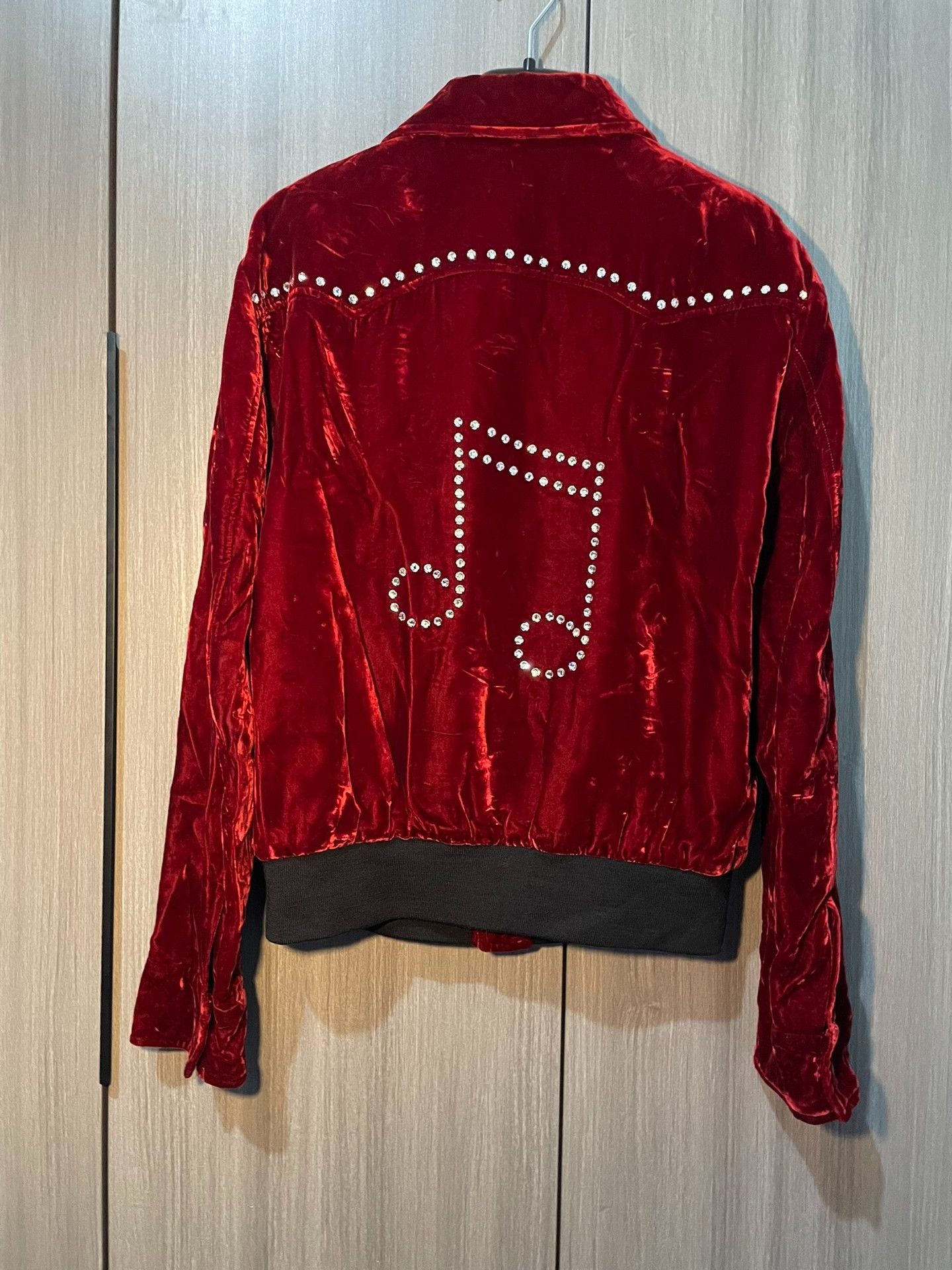 Saint Laurent Paris Saint Laurent Red Velvet Crystal Jacket Size L / US 10 / IT 46 - 2 Thumbnail