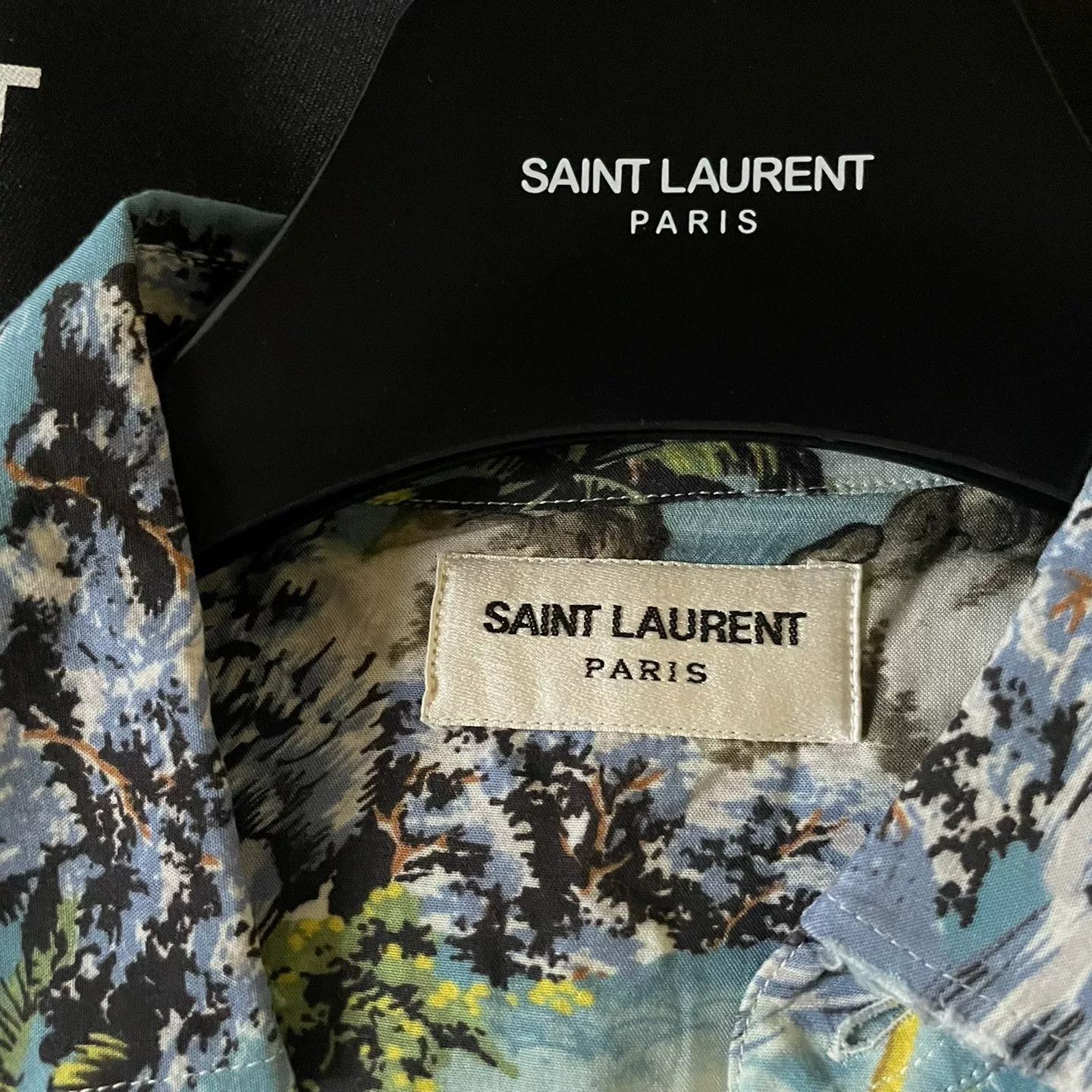 Saint Laurent Paris Saint Laurent 2016 Blue Palm Print Shirt Size US S / EU 44-46 / 1 - 4 Thumbnail