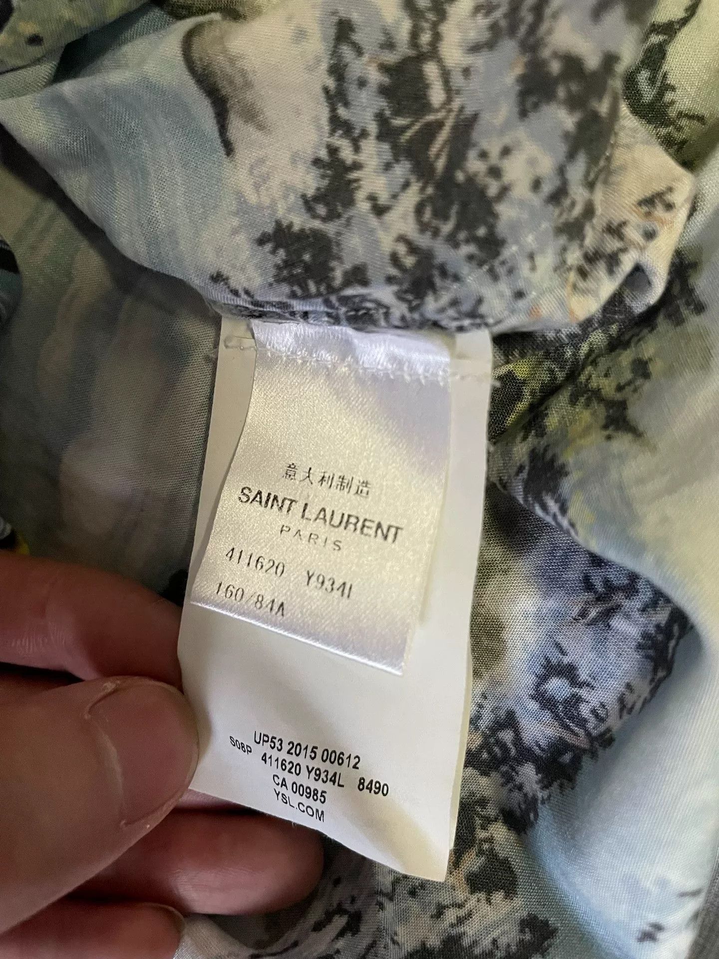 Saint Laurent Paris Saint Laurent 2016 Blue Palm Print Shirt Size US S / EU 44-46 / 1 - 5 Thumbnail