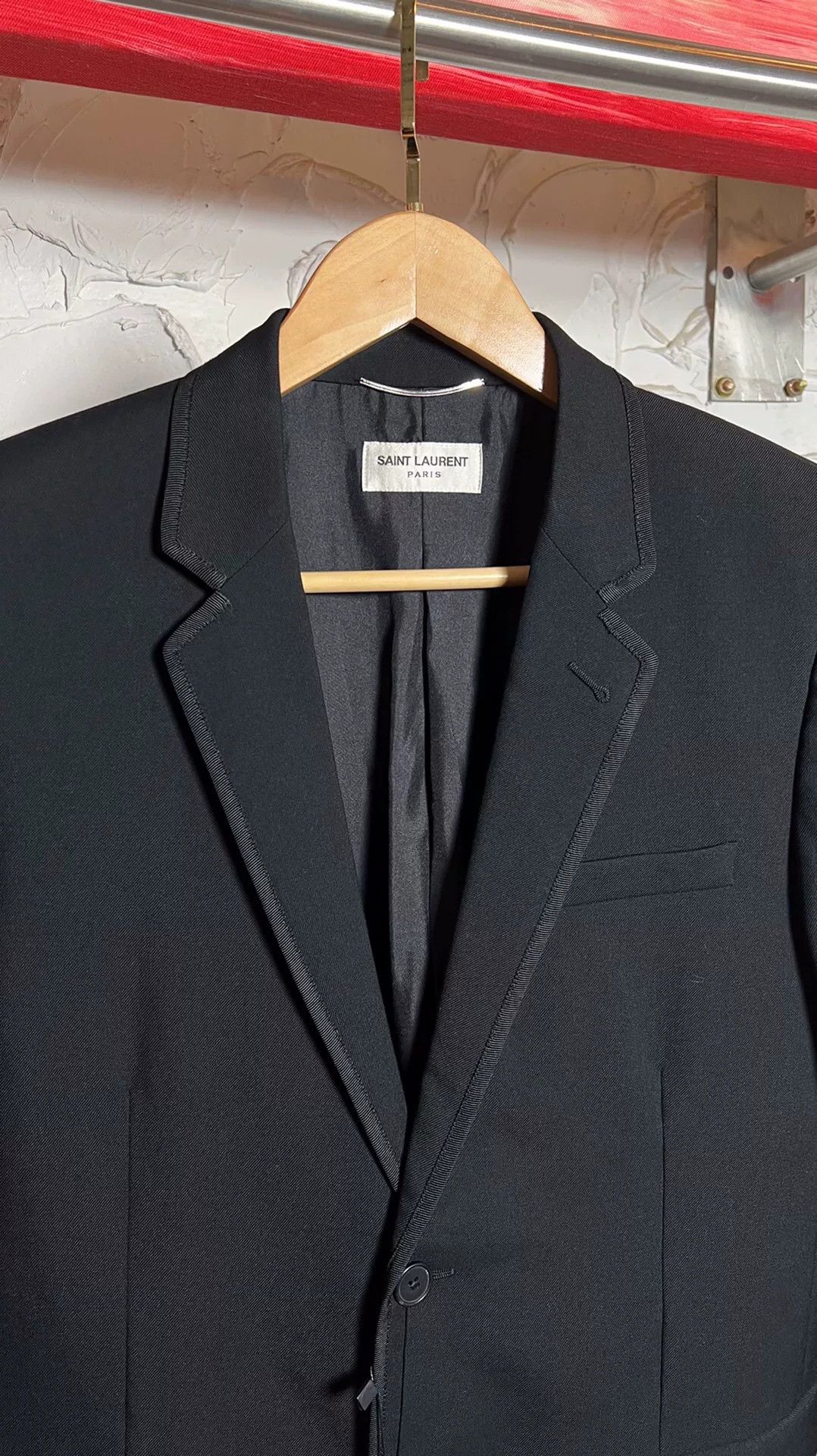 Saint Laurent Paris Saint Laurent Men's Black Wool Blazer Size US M / EU 48-50 / 2 - 2 Thumbnail