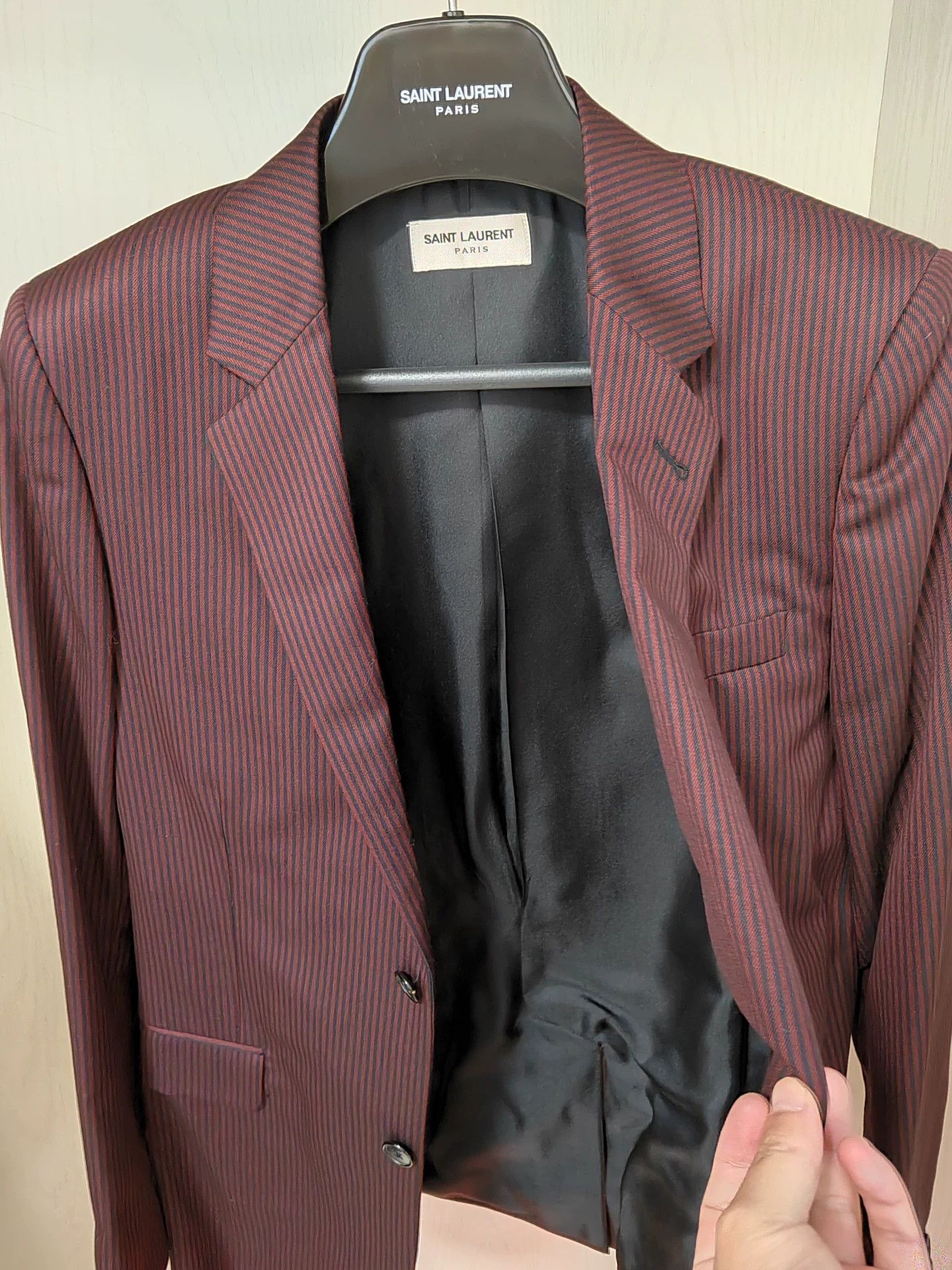 Saint Laurent Paris Saint Laurent Maroon Striped Blazer Size US S / EU 44-46 / 1 - 2 Thumbnail