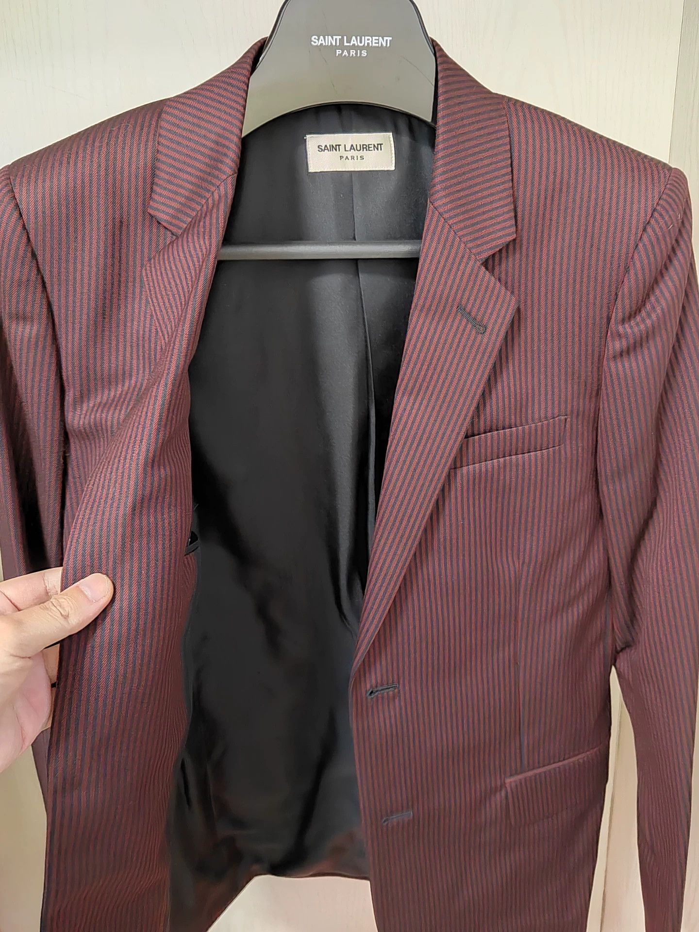Saint Laurent Paris Saint Laurent Maroon Striped Blazer Size US S / EU 44-46 / 1 - 3 Thumbnail