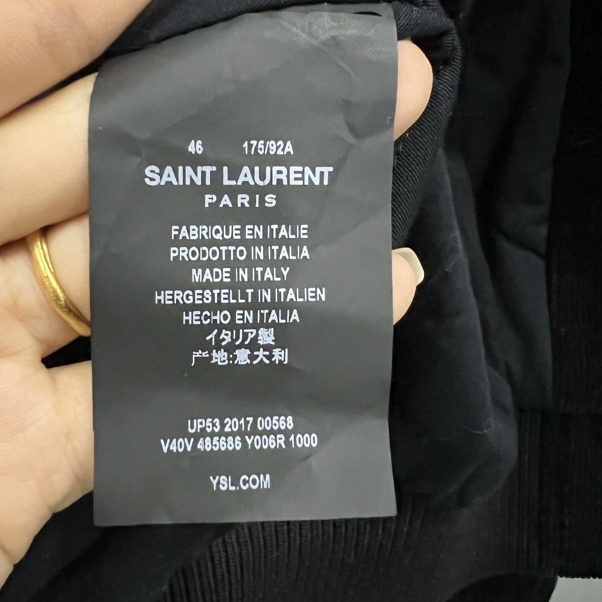 Saint Laurent Paris Saint Laurent Black Corduroy Logo Jacket Size US S / EU 44-46 / 1 - 3 Thumbnail