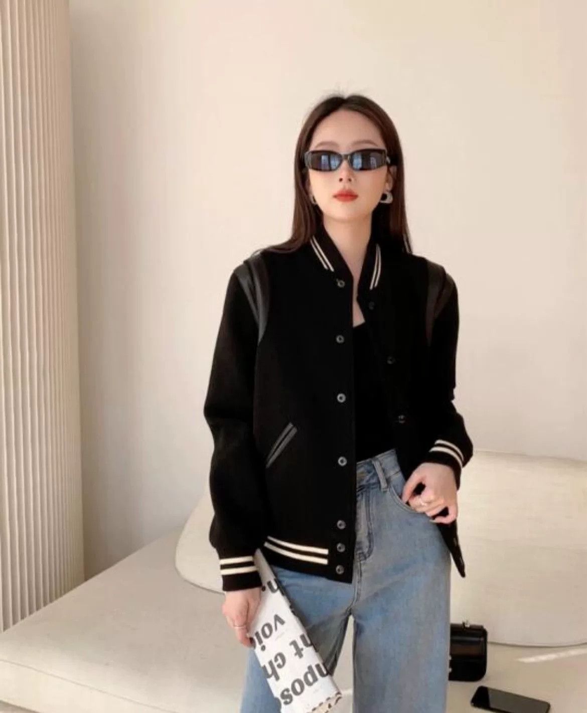 Saint Laurent Paris SAINT LAURENT Black Baseball Jacket Size S / US 4 / IT 40 - 2 Thumbnail