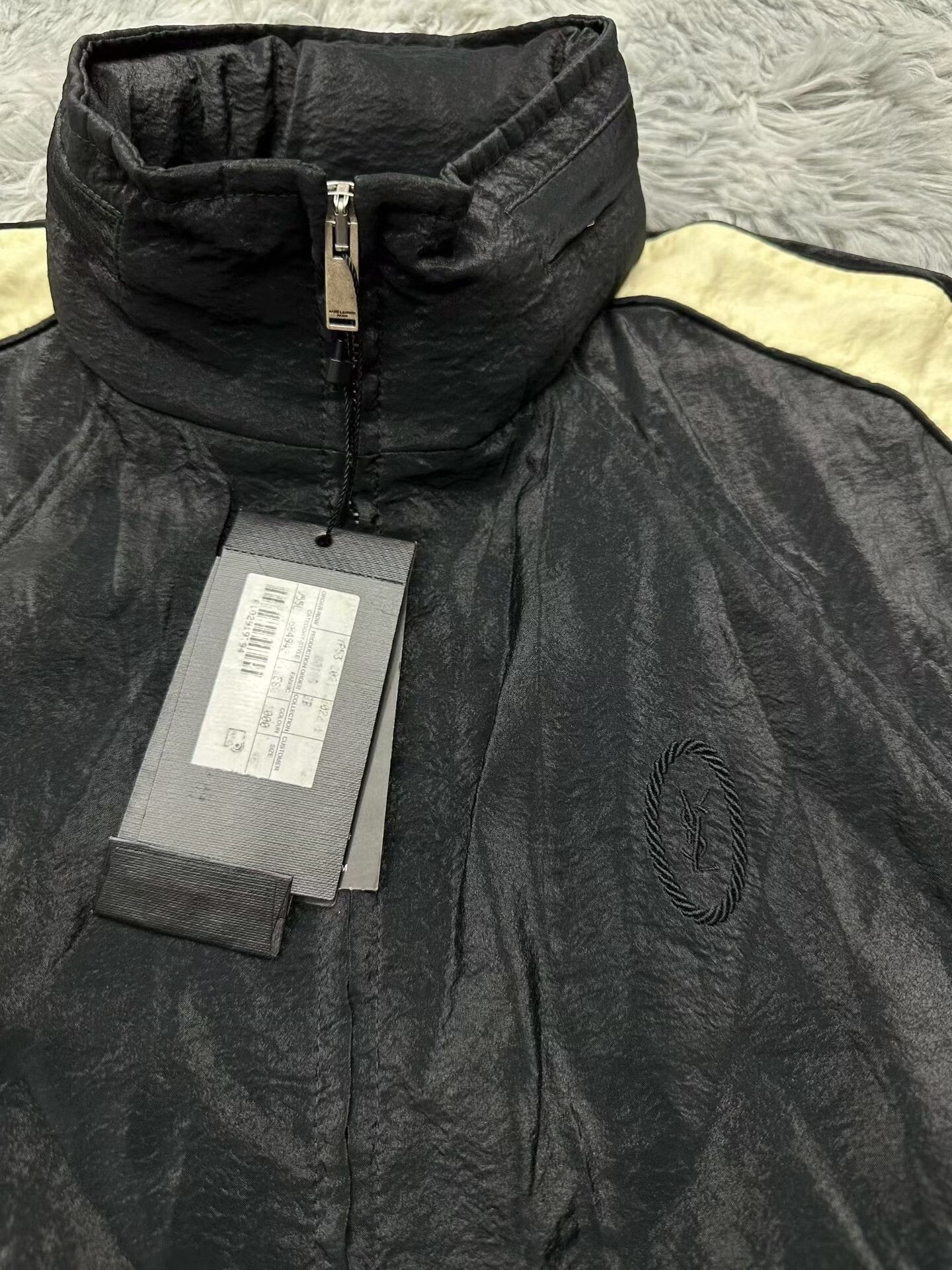 Saint Laurent Paris Saint Laurent Black Cream Striped Nylon Jacket Size US S / EU 44-46 / 1 - 2 Thumbnail