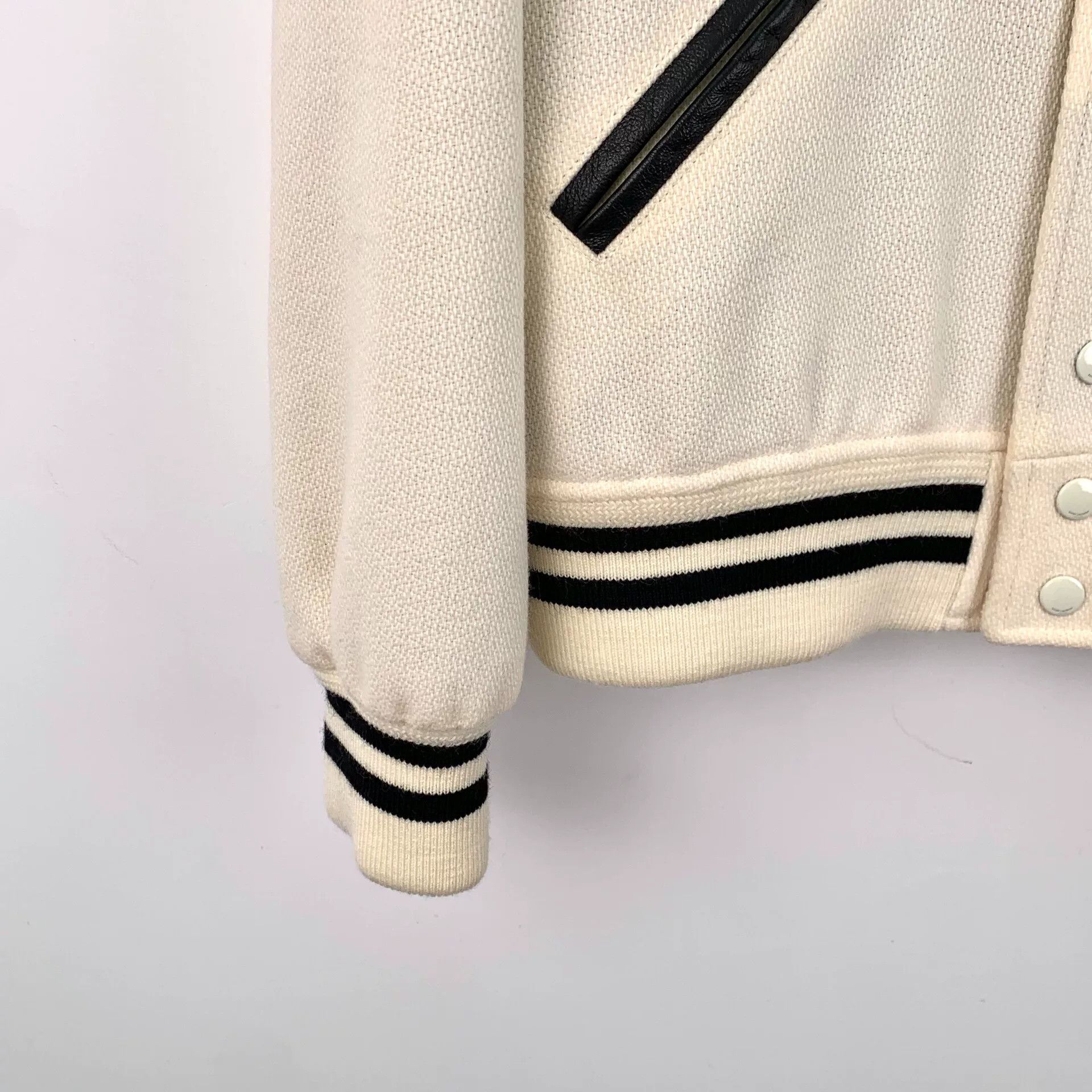 Saint Laurent Paris Saint Laurent Cream Baseball Jacket Size US S / EU 44-46 / 1 - 4 Thumbnail