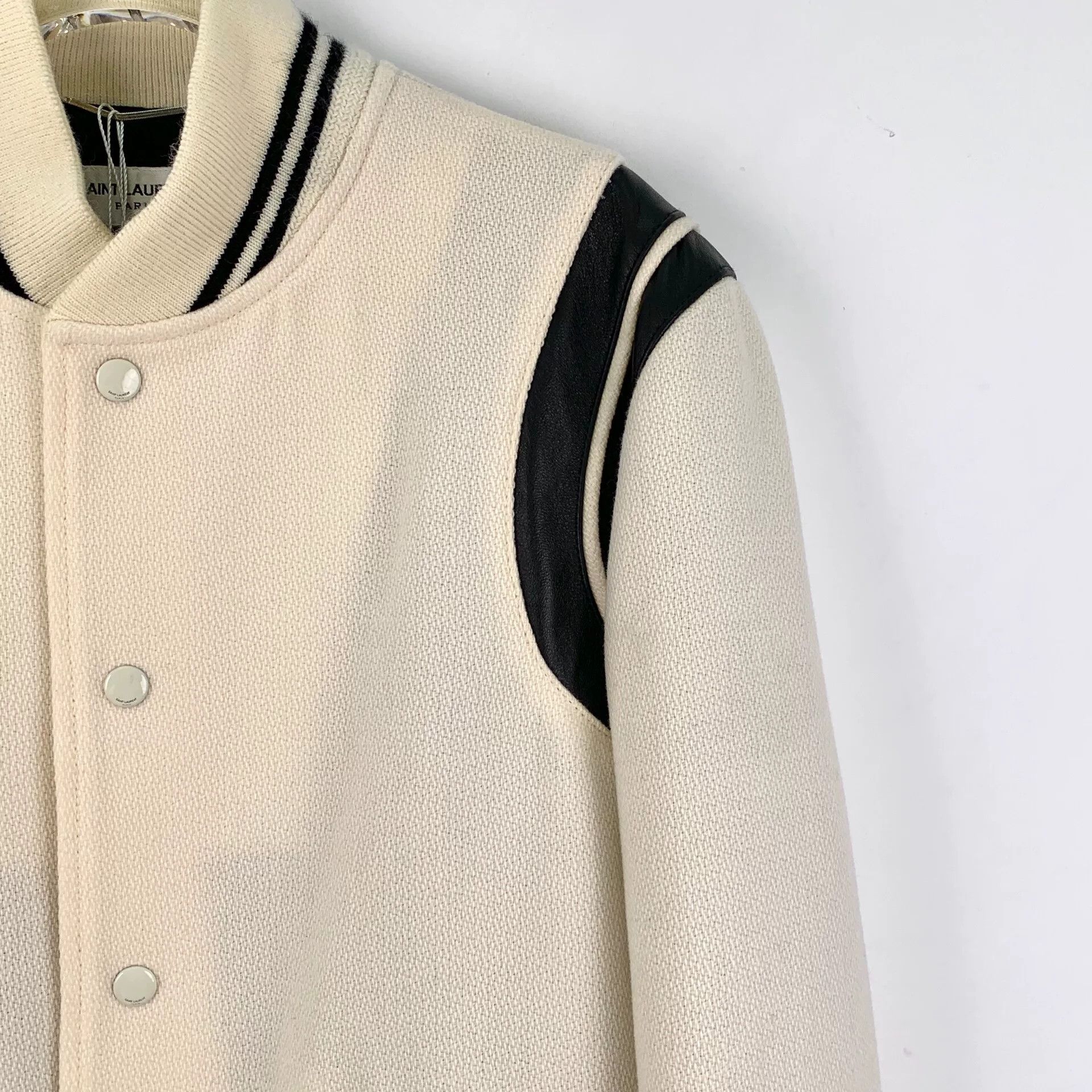 Saint Laurent Paris Saint Laurent Cream Baseball Jacket Size US S / EU 44-46 / 1 - 3 Thumbnail