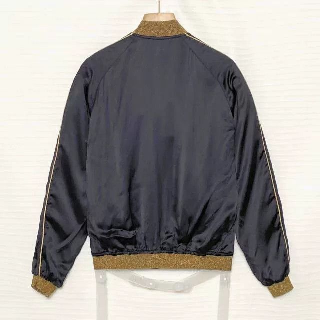 Saint Laurent Paris Saint Laurent Black Gold Satin Bomber Jacket Size US L / EU 52-54 / 3 - 2 Thumbnail