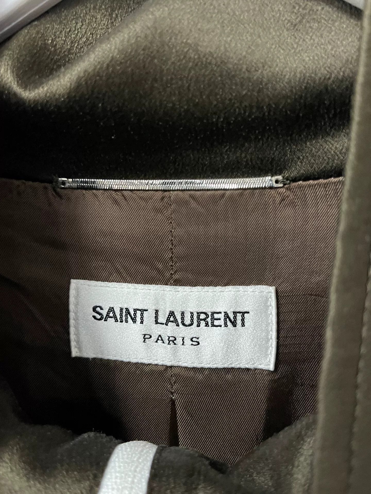 Saint Laurent Paris Saint Laurent Olive Green Satin Jacket Size US L / EU 52-54 / 3 - 5 Thumbnail