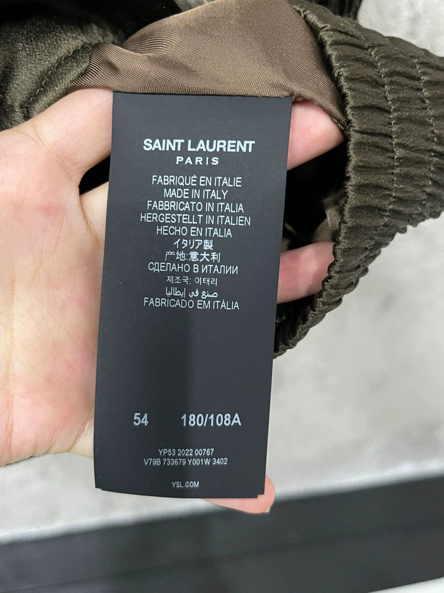 Saint Laurent Paris Saint Laurent Olive Green Satin Jacket Size US L / EU 52-54 / 3 - 6 Thumbnail