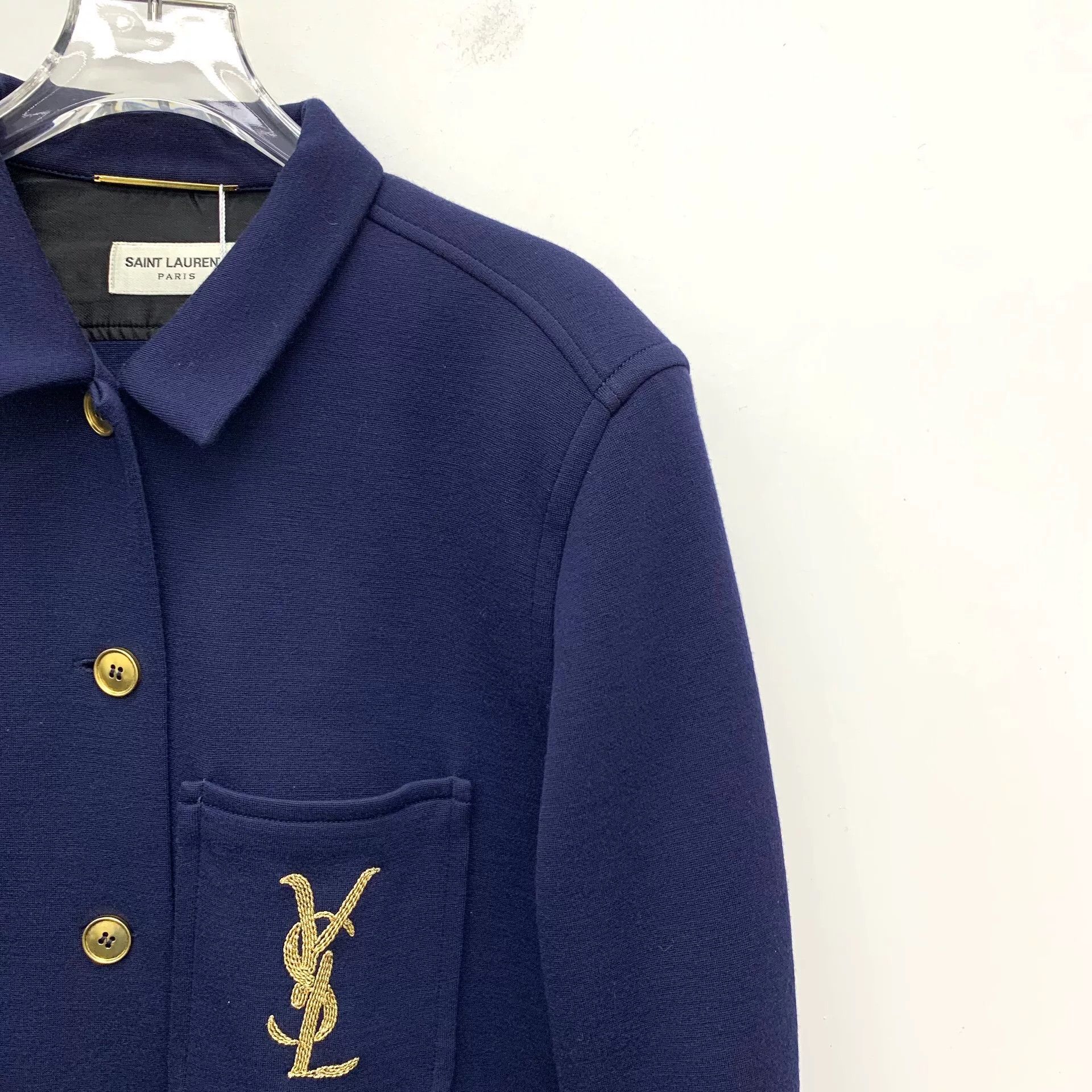Saint Laurent Paris Saint Laurent Dark Blue Logo Jacket Size M / US 6-8 / IT 42-44 - 3 Thumbnail