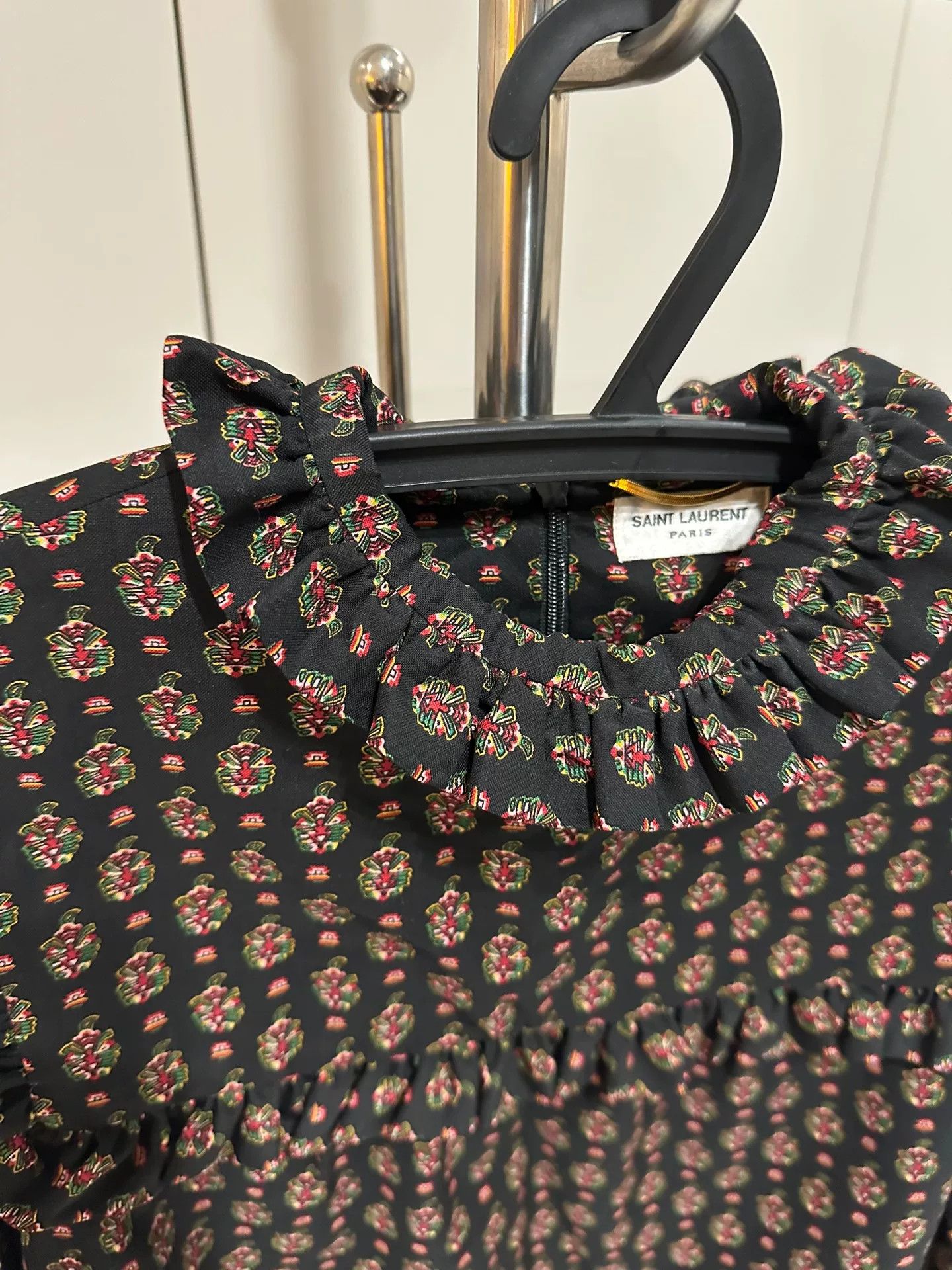 Saint Laurent Paris Saint Laurent Floral Ruffled Wool Blouse Size XXS / US 00 / IT 34 - 4 Thumbnail