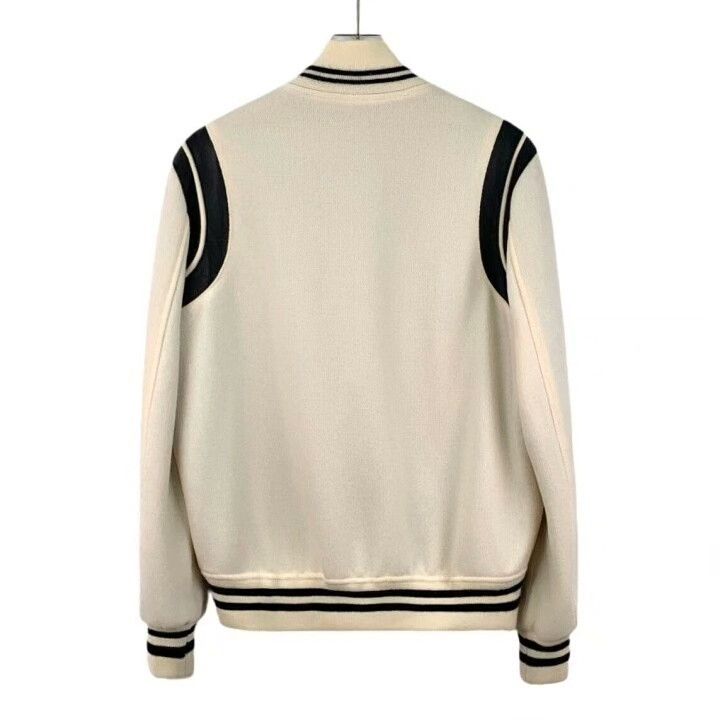 Saint Laurent Paris Saint Laurent Cream Striped Baseball Jacket Size US S / EU 44-46 / 1 - 2 Thumbnail