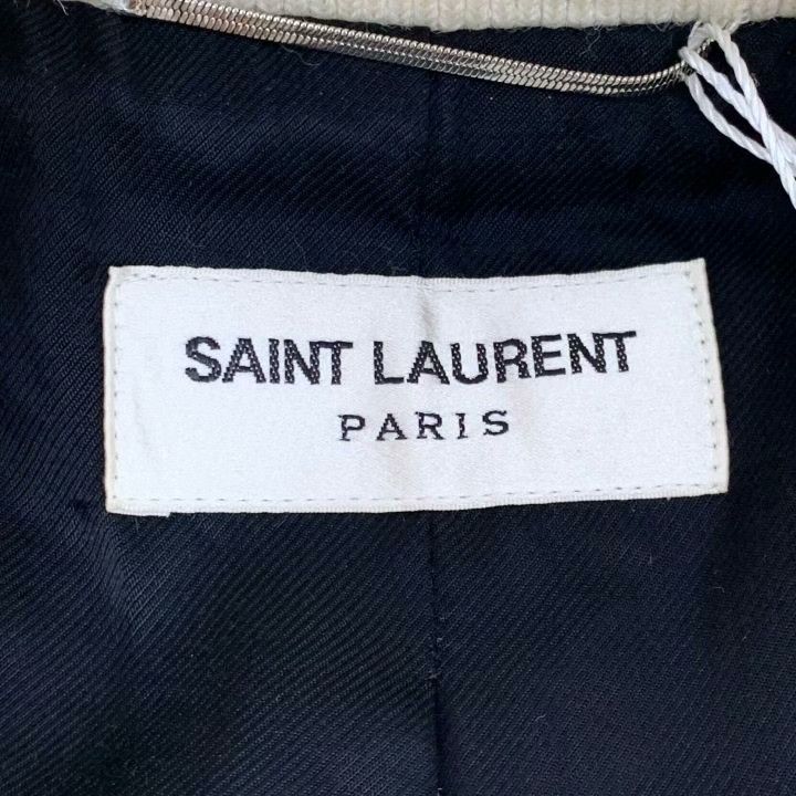 Saint Laurent Paris Saint Laurent Cream Striped Baseball Jacket Size US S / EU 44-46 / 1 - 5 Thumbnail