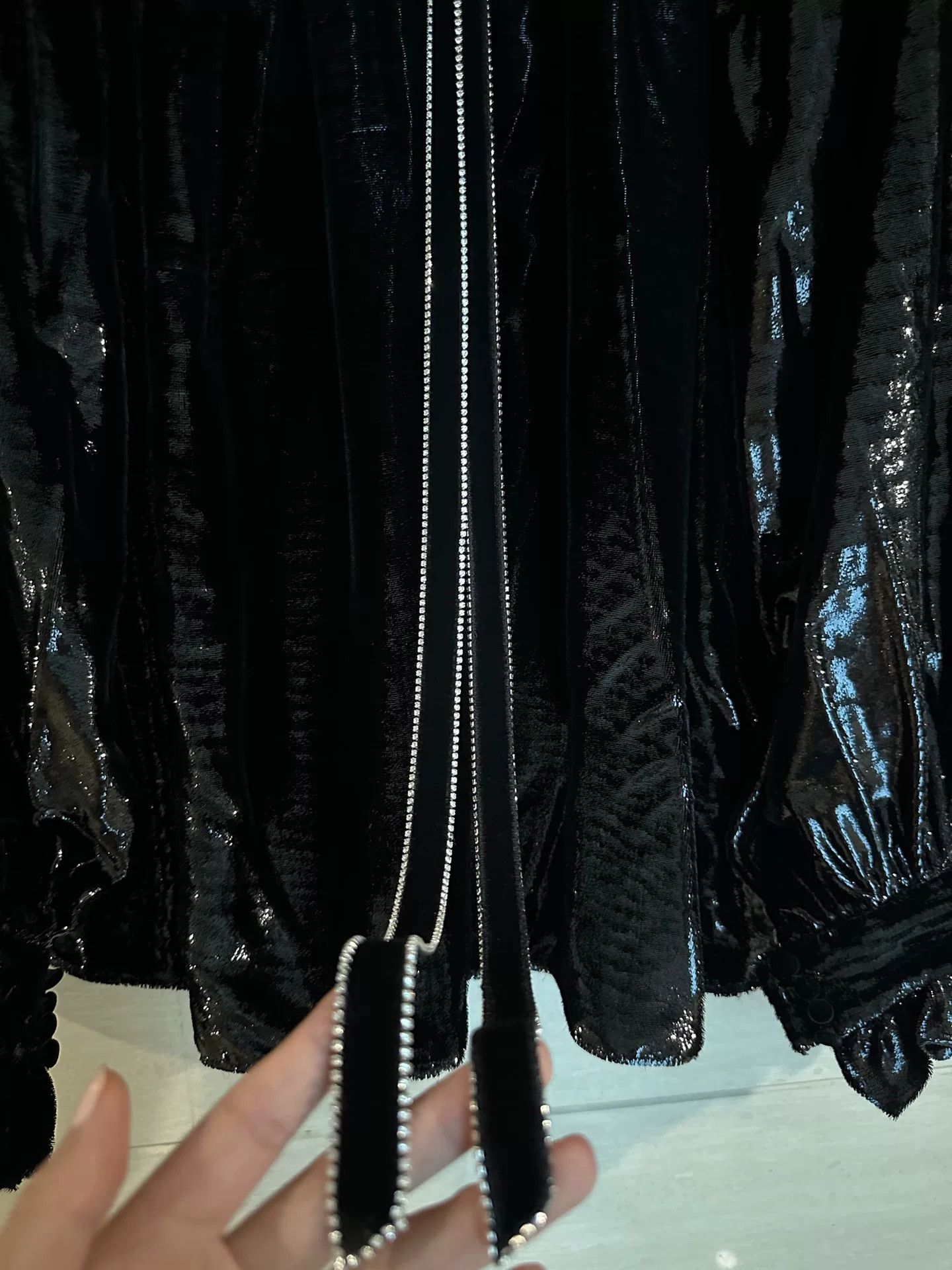 Saint Laurent Paris Saint Laurent YSL Velvet Ruffled Blouse Size XS / US 0-2 / IT 36-38 - 4 Thumbnail