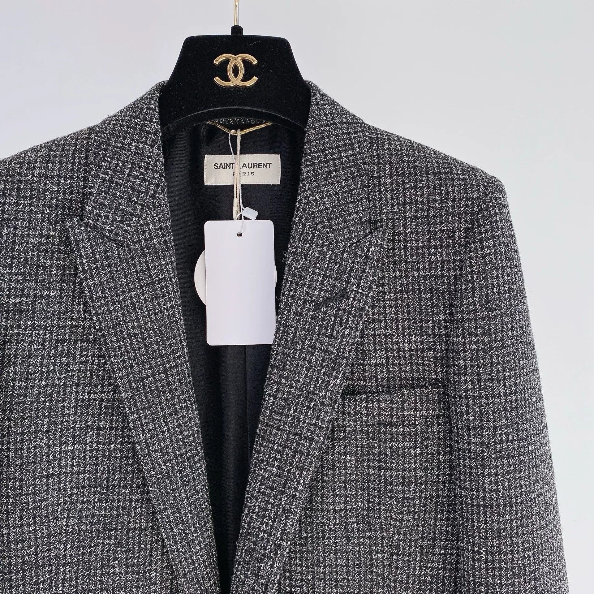 Saint Laurent Paris Saint Laurent Gray Houndstooth Blazer Size XS / US 0-2 / IT 36-38 - 2 Thumbnail