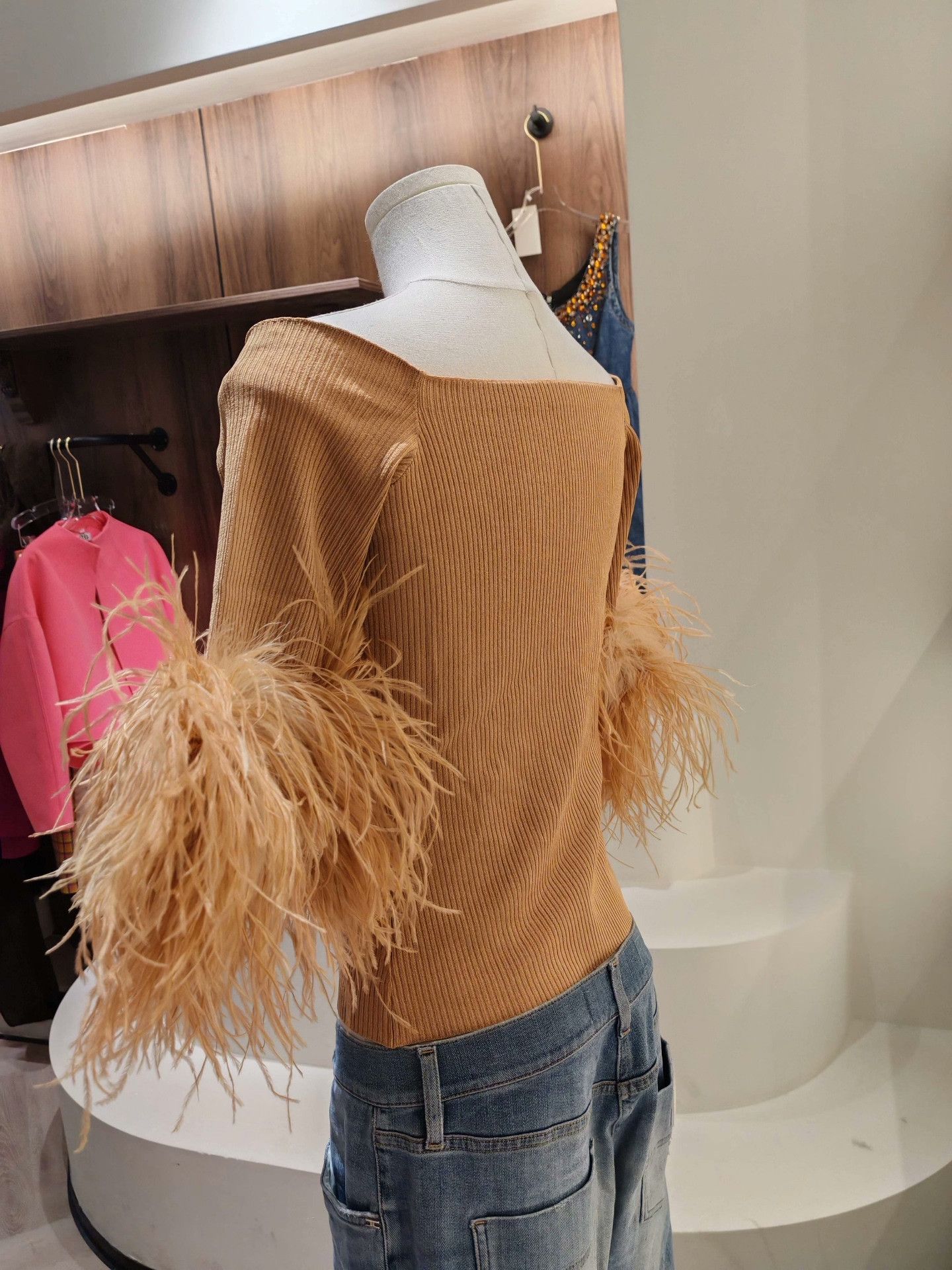 Saint Laurent Paris Saint Laurent Off-Shoulder Feather Knit Top Size M / US 6-8 / IT 42-44 - 2 Thumbnail