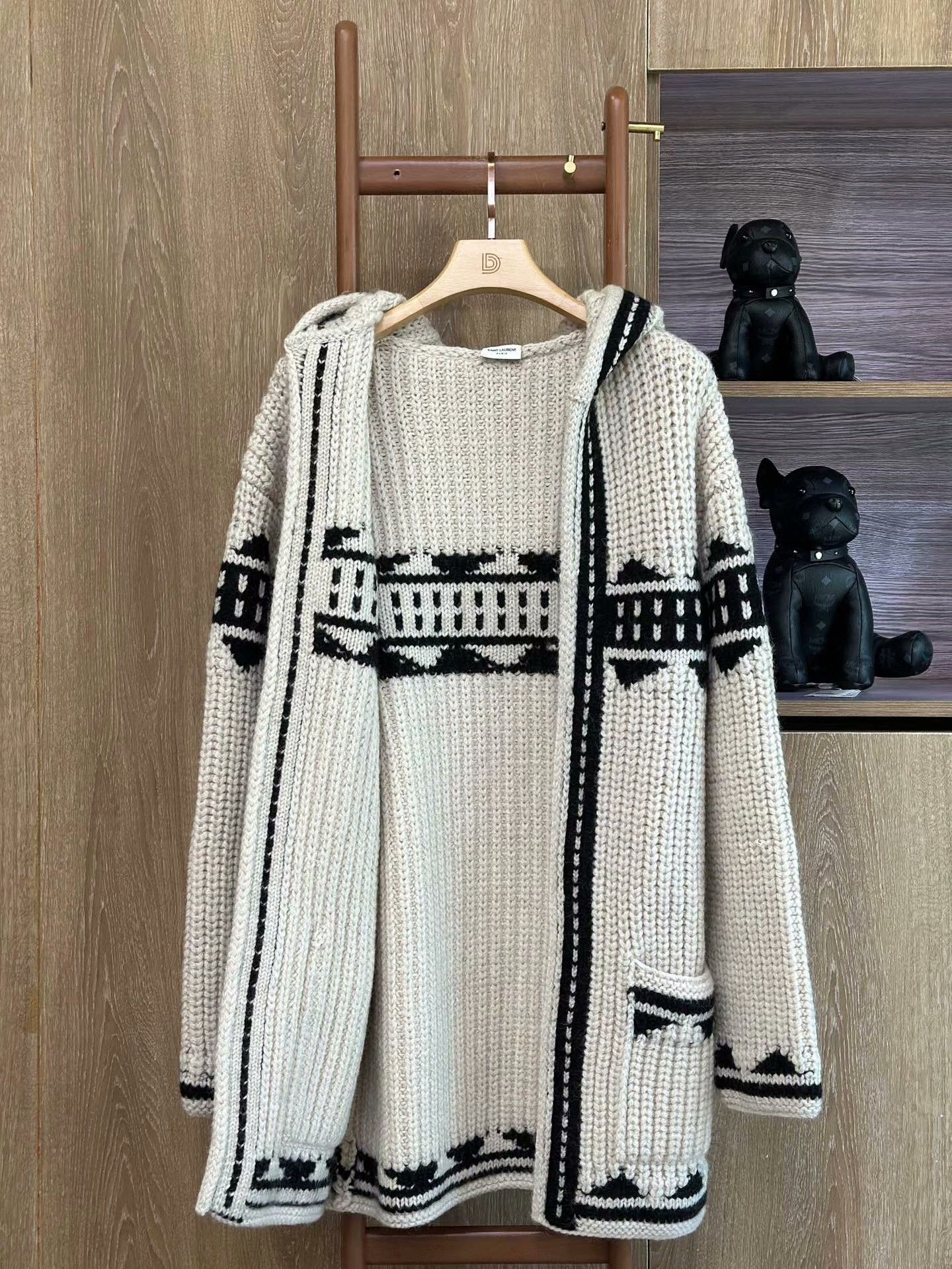 Saint Laurent Paris Saint Laurent Cream Hooded Knit Cardigan Size US M / EU 48-50 / 2 - 3 Thumbnail