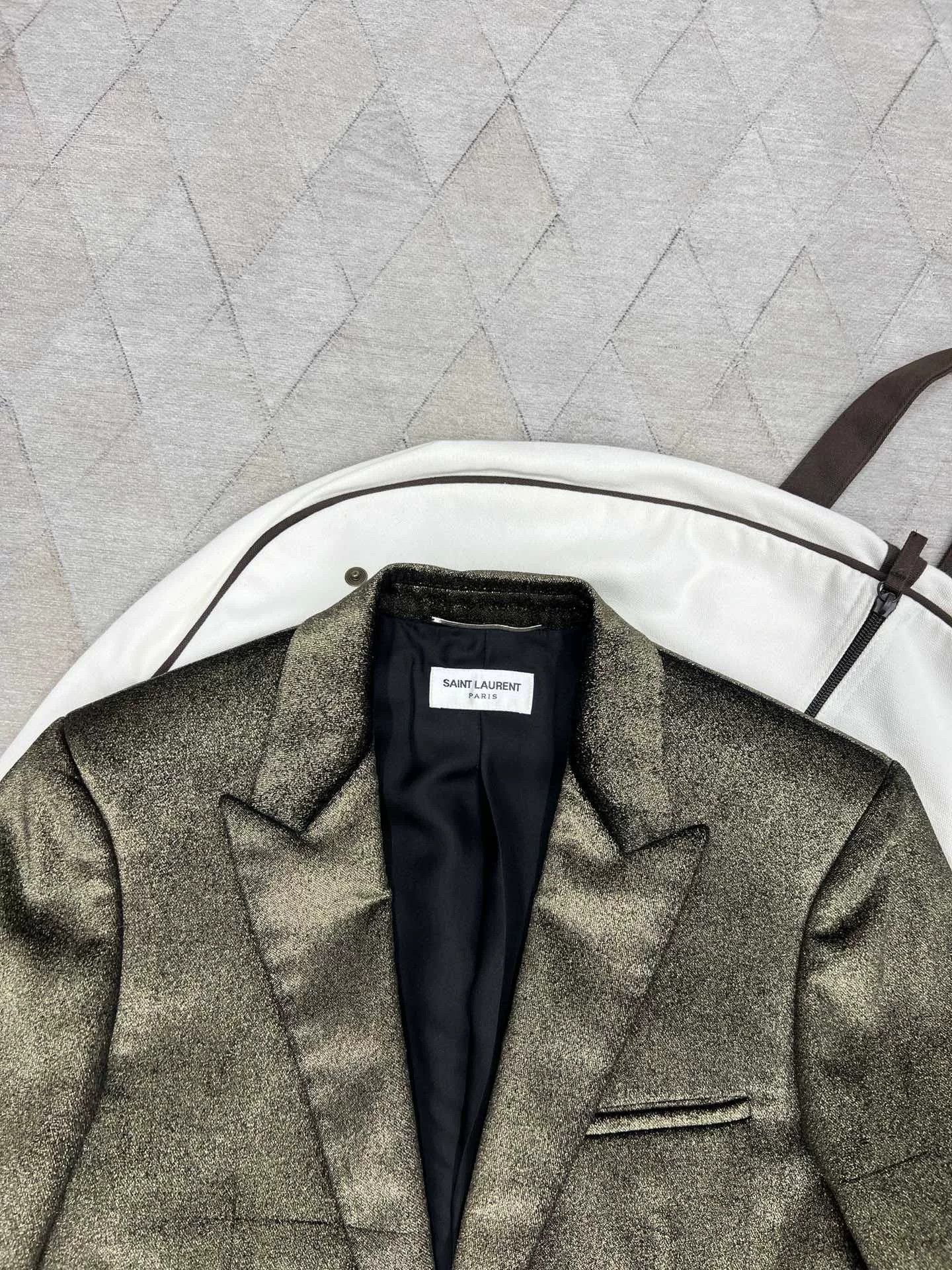 Saint Laurent Paris Saint Laurent Gold Metallic Blazer Size US S / EU 44-46 / 1 - 2 Thumbnail