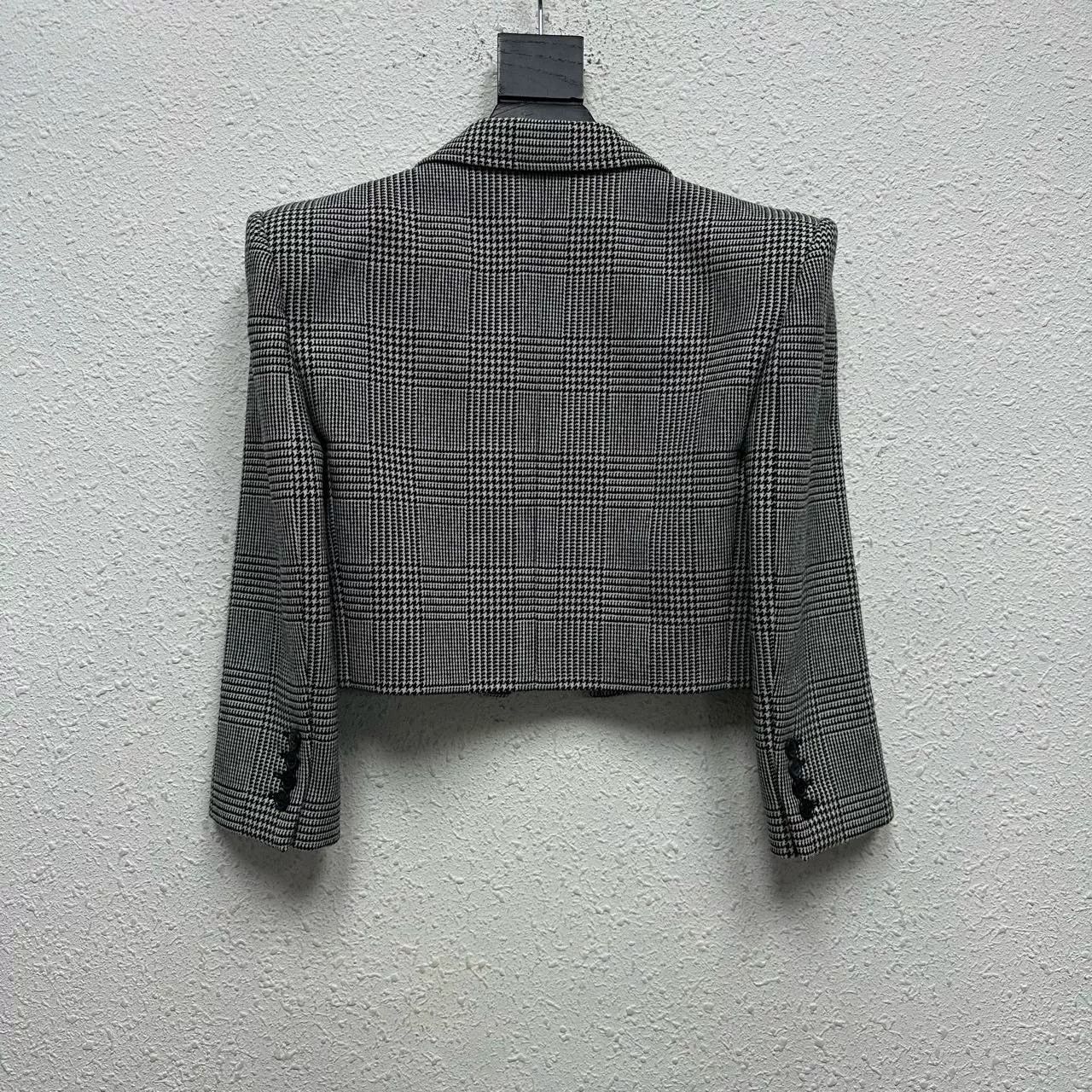 Saint Laurent Paris Saint Laurent Checkered Cropped Blazer Size XXS / US 00 / IT 34 - 2 Thumbnail