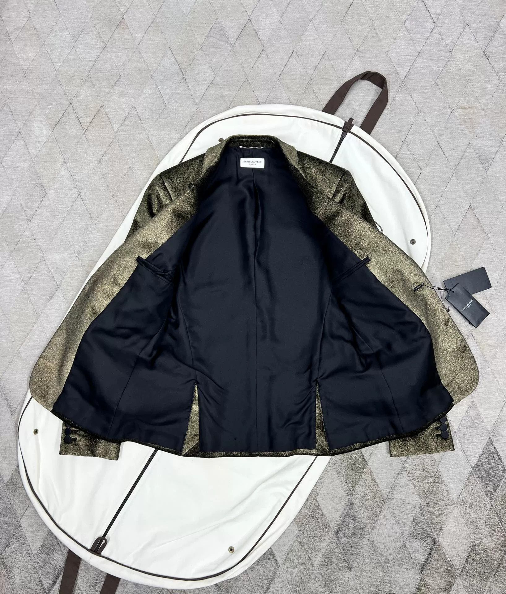 Saint Laurent Paris Saint Laurent Gold Metallic Blazer Size US S / EU 44-46 / 1 - 5 Thumbnail