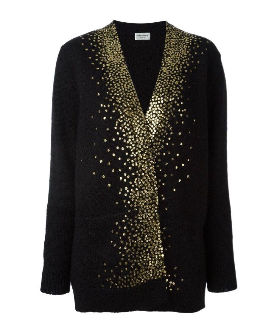 Saint Laurent Paris Saint Laurent V-Neck Sequin Knit Cardigan Size XS / US 0-2 / IT 36-38 - 4 Thumbnail