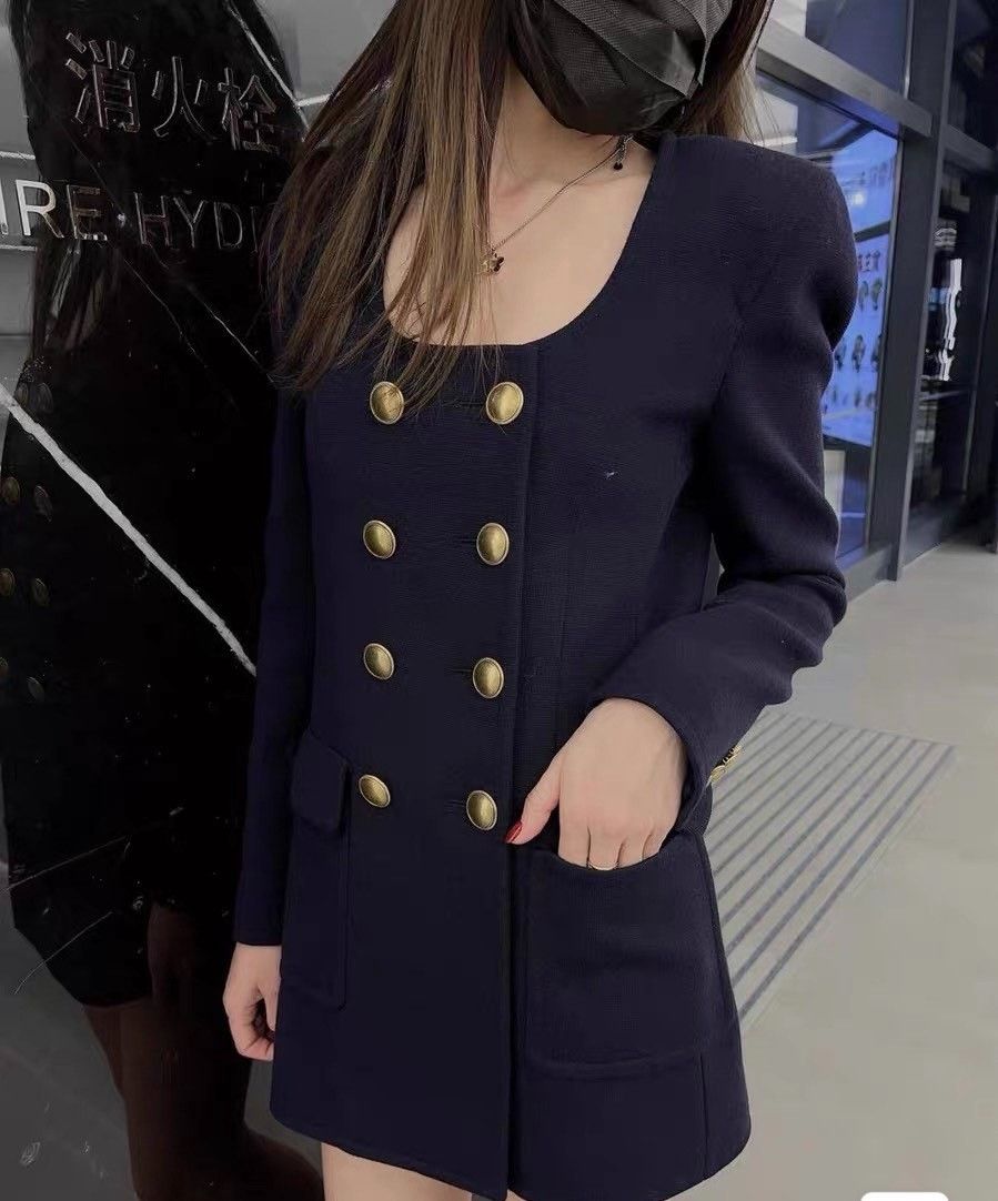 Saint Laurent Paris Saint Laurent Dark Blue Double-Breasted Blazer Size S / US 4 / IT 40 - 9 Thumbnail