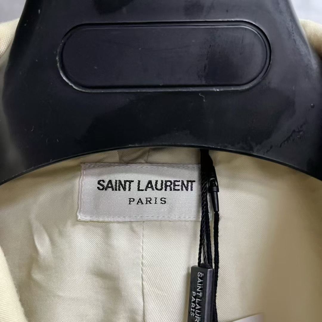Saint Laurent Paris Saint Laurent Beige Double-Breasted Blazer Size US M / EU 48-50 / 2 - 3 Thumbnail