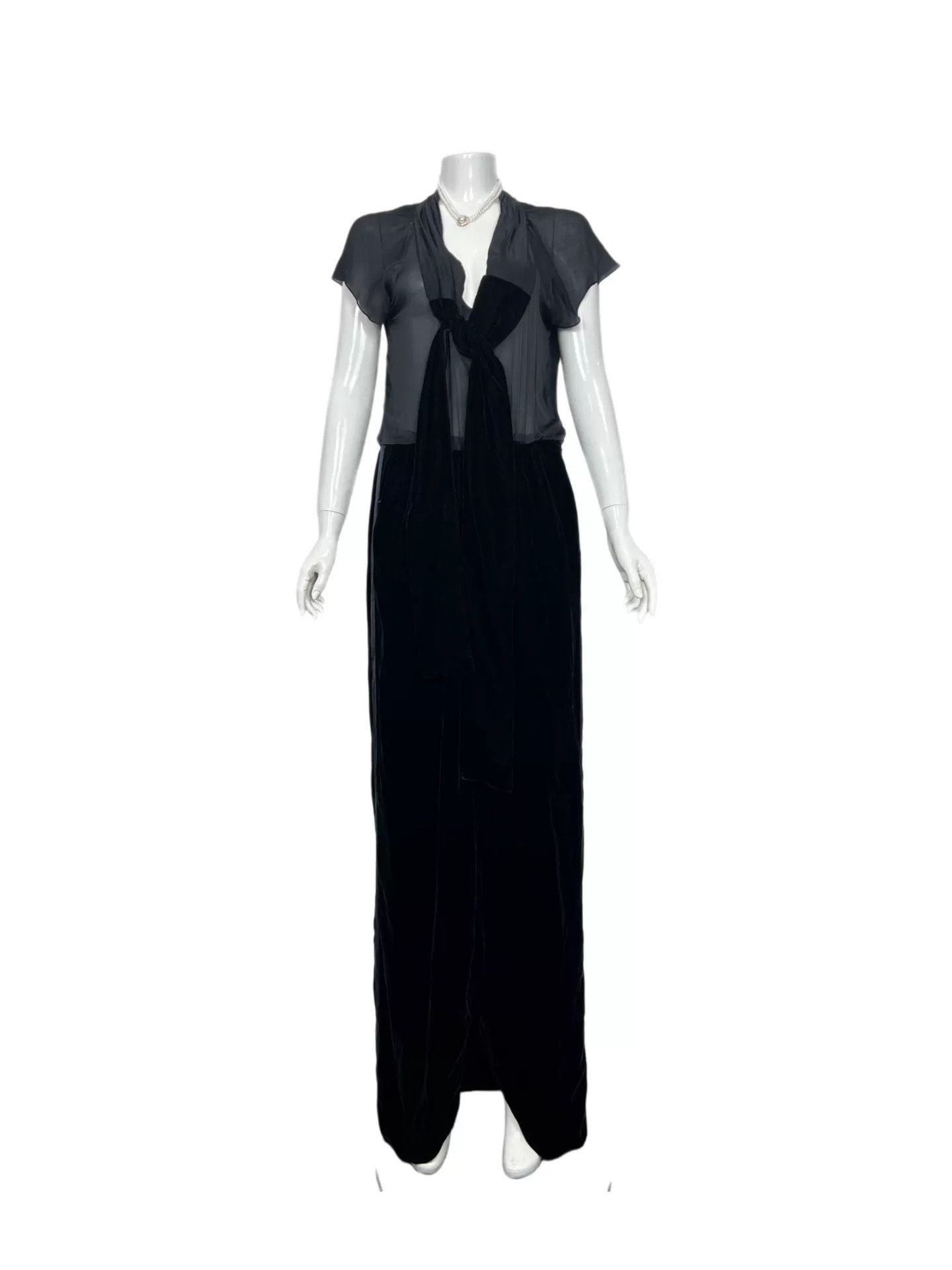 Saint Laurent Paris Yves Saint Laurent Velvet Sheer Dress Size M / US 6-8 / IT 42-44 - 3 Thumbnail