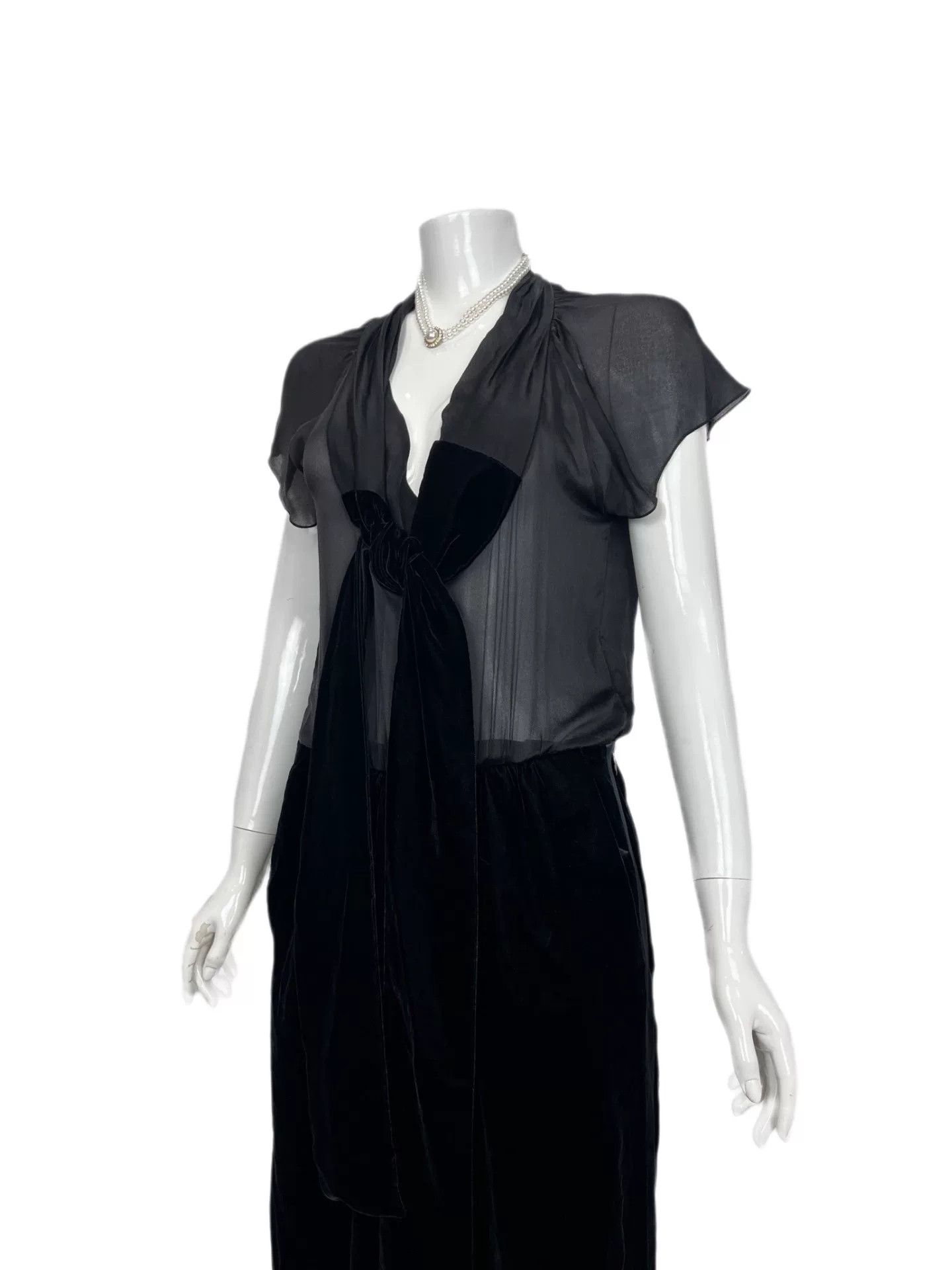 Saint Laurent Paris Yves Saint Laurent Velvet Sheer Dress Size M / US 6-8 / IT 42-44 - 2 Thumbnail