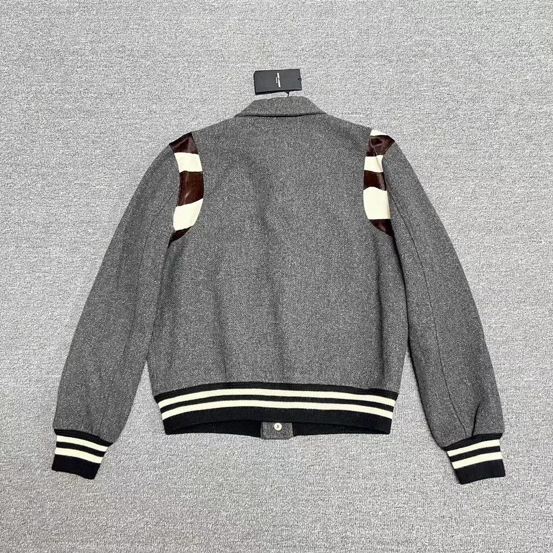 Saint Laurent Paris Saint Laurent Gray Varsity Jacket Size US M / EU 48-50 / 2 - 2 Thumbnail