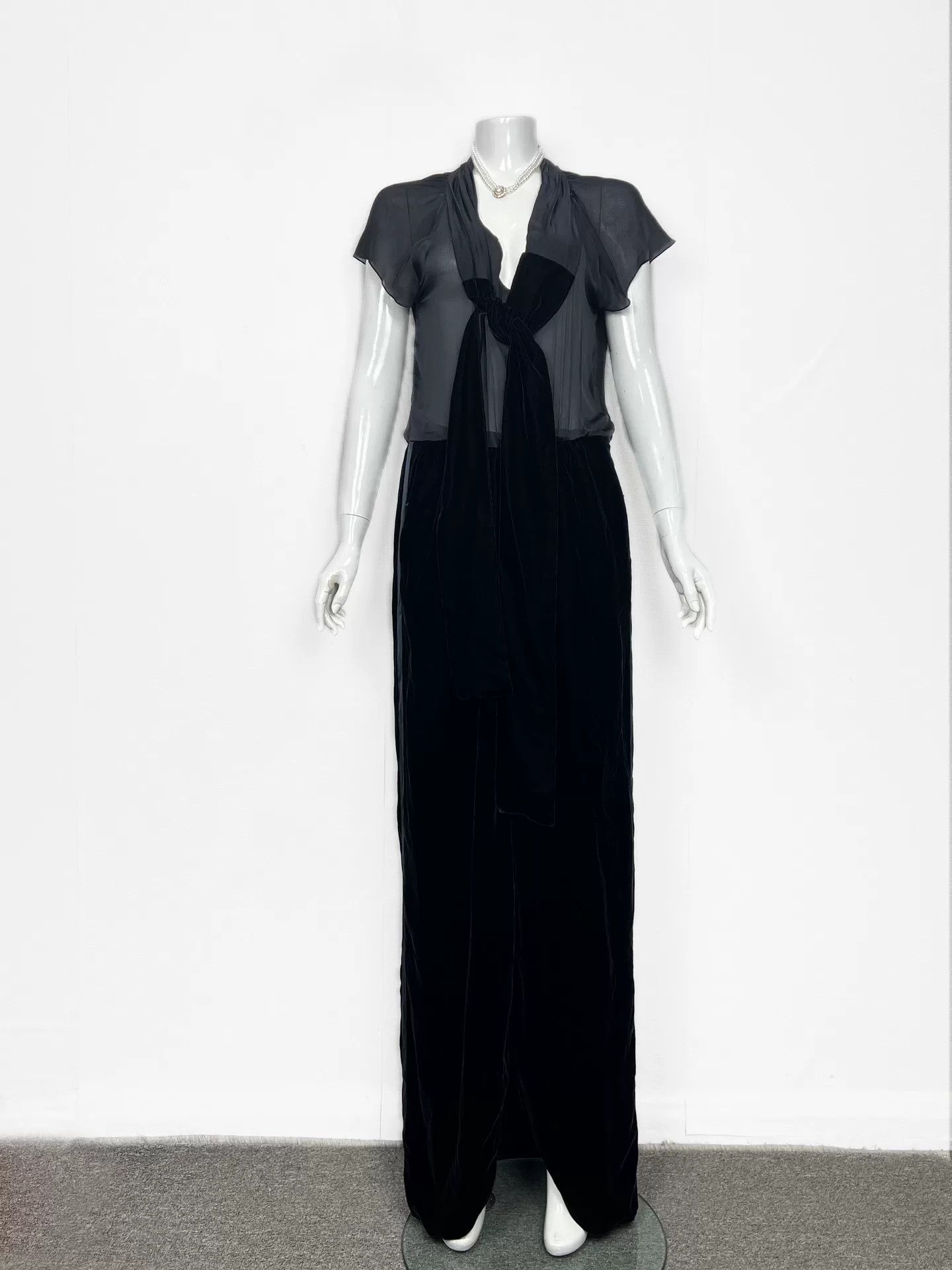 Saint Laurent Paris YSL Velvet Silk Evening Dress Size M / US 6-8 / IT 42-44 - 3 Thumbnail