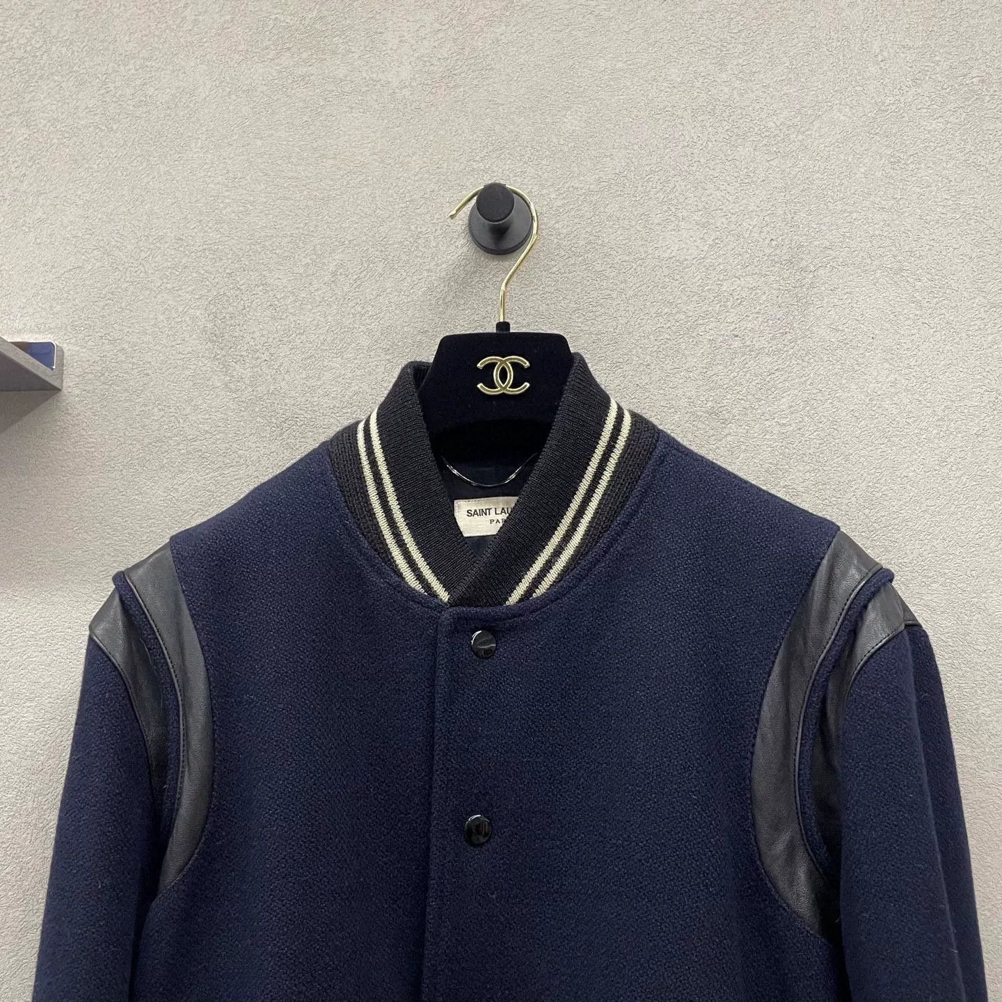 Saint Laurent Paris Saint Laurent Dark Blue Varsity Jacket Size US S / EU 44-46 / 1 - 4 Thumbnail
