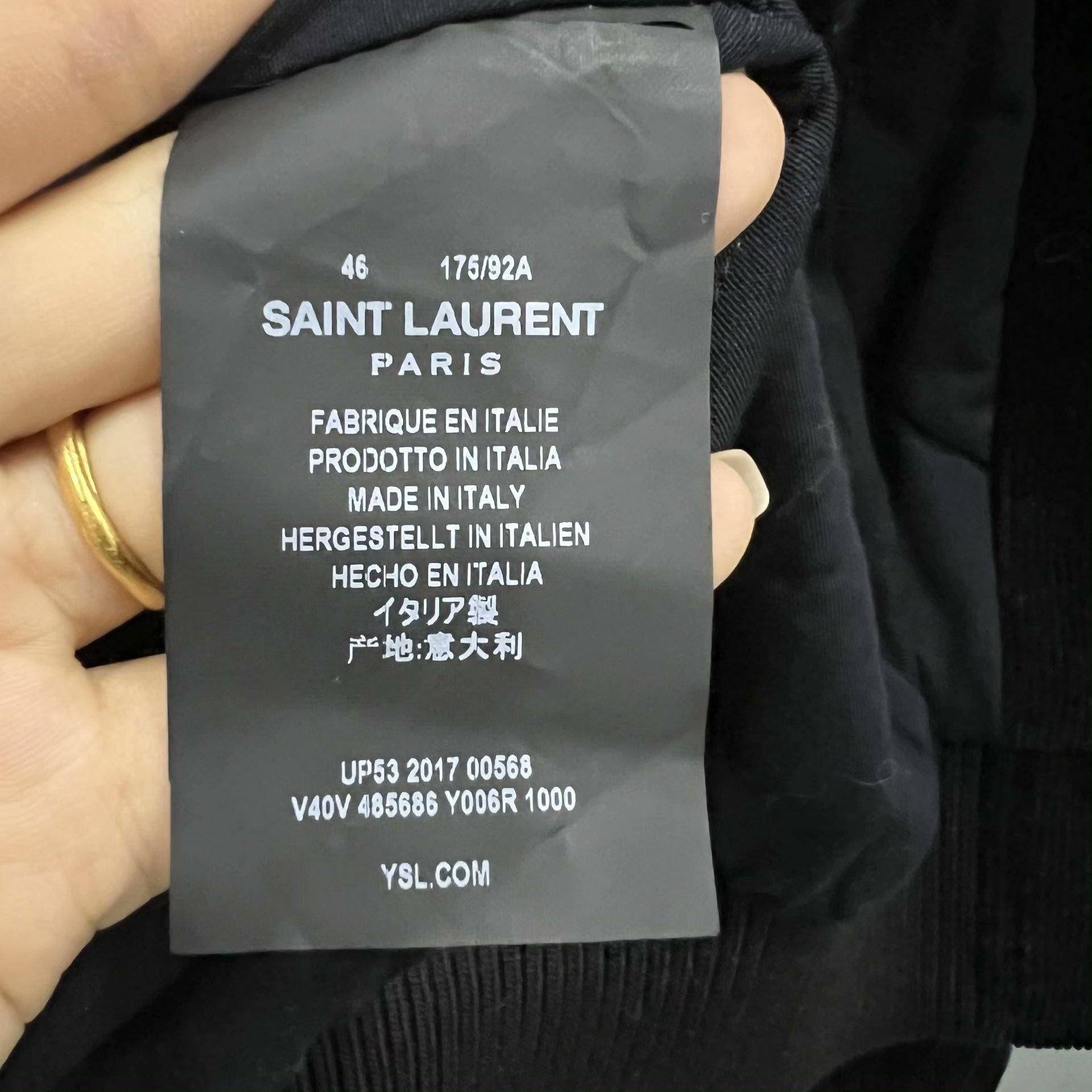 Saint Laurent Paris Saint Laurent Black Corduroy Logo Jacket Size US S / EU 44-46 / 1 - 3 Thumbnail