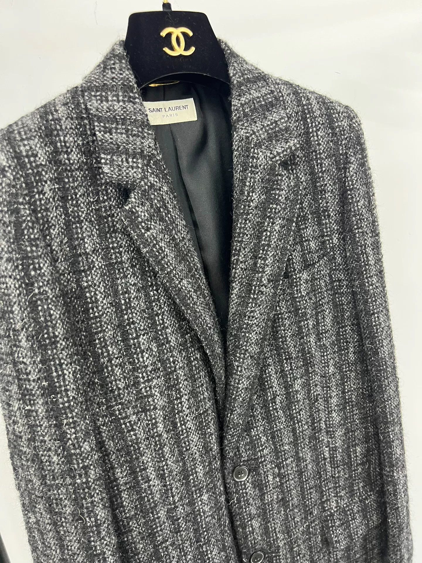Saint Laurent Paris Saint Laurent Gray Checkered Wool Blazer Size XS / US 0-2 / IT 36-38 - 4 Thumbnail