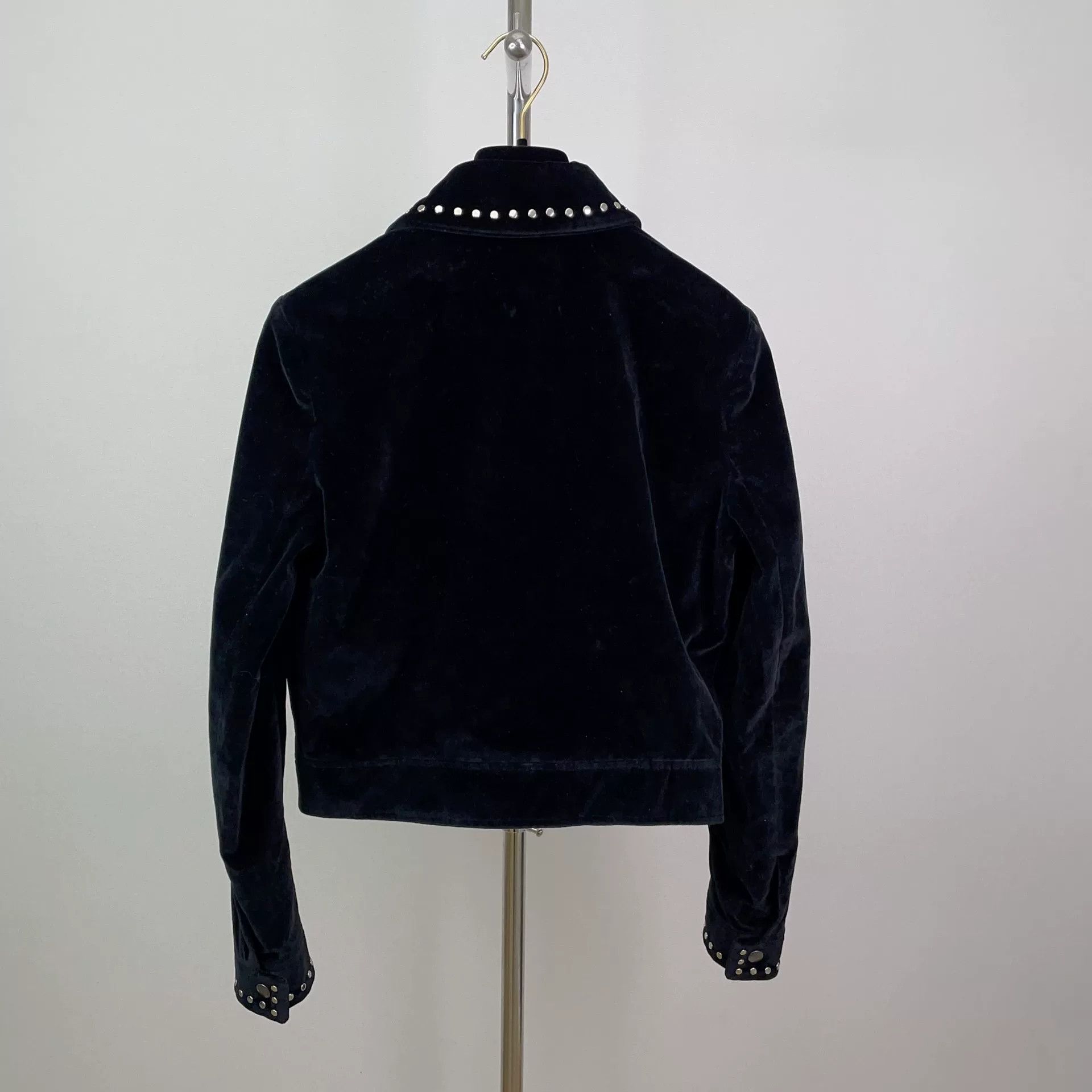 Saint Laurent Paris Saint Laurent Black Studded Velvet Jacket Size S / US 4 / IT 40 - 2 Thumbnail