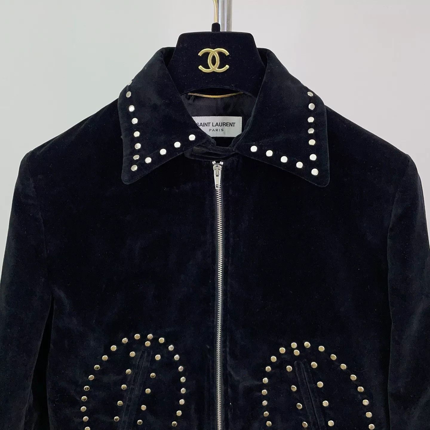 Saint Laurent Paris Saint Laurent Black Studded Velvet Jacket Size S / US 4 / IT 40 - 3 Thumbnail