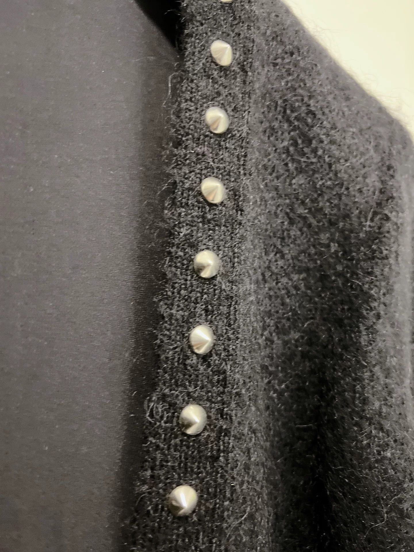 Saint Laurent Paris Saint Laurent Black Studded Wool Cardigan Size XS / US 0-2 / IT 36-38 - 3 Thumbnail