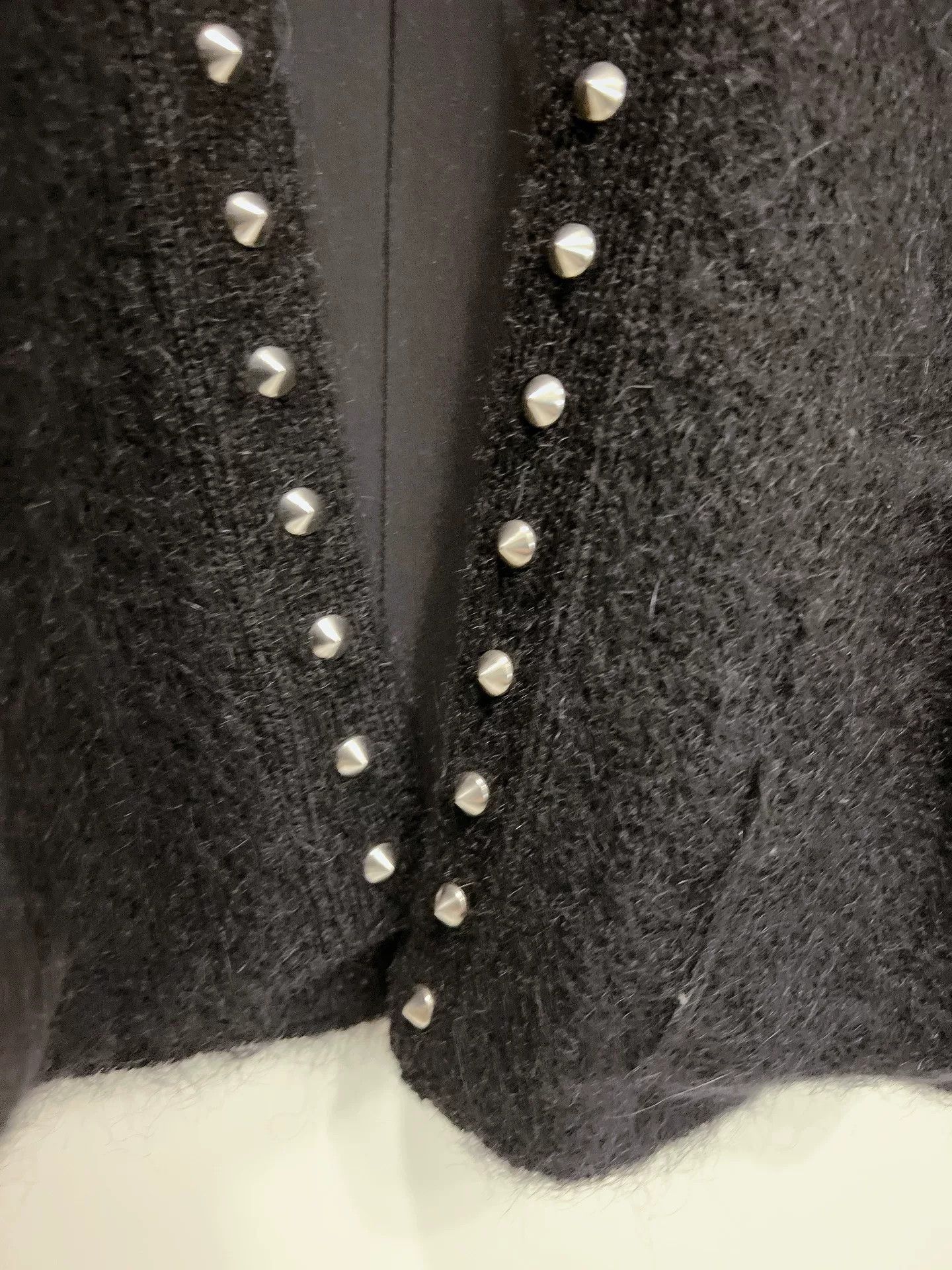 Saint Laurent Paris Saint Laurent Black Studded Wool Cardigan Size XS / US 0-2 / IT 36-38 - 4 Thumbnail