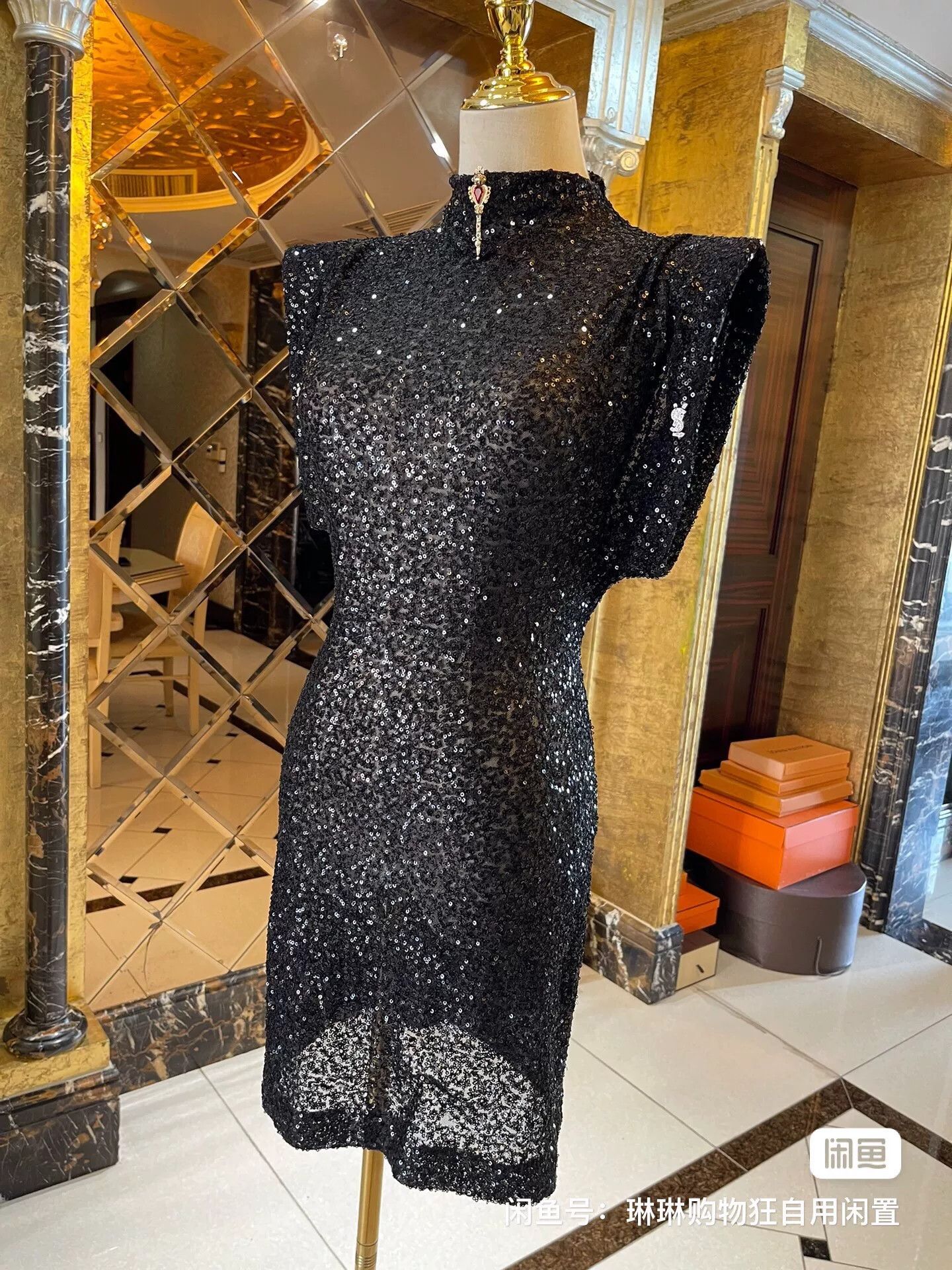 Saint Laurent Paris Saint Laurent Sequin Structured Shoulder Dress Size M / US 6-8 / IT 42-44 - 3 Thumbnail