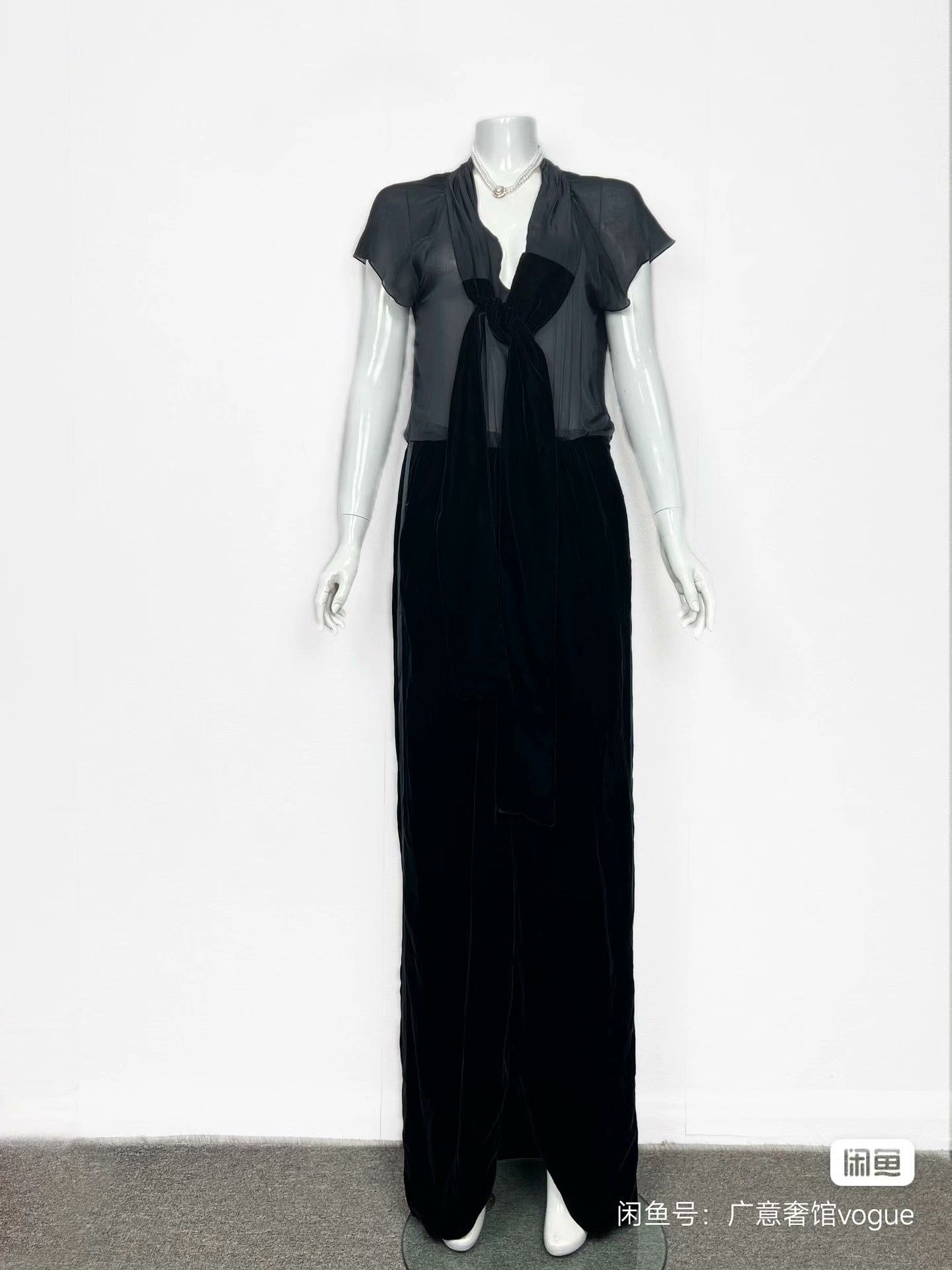 Saint Laurent Paris YSL Velvet Silk Evening Dress Size M / US 6-8 / IT 42-44 - 3 Thumbnail